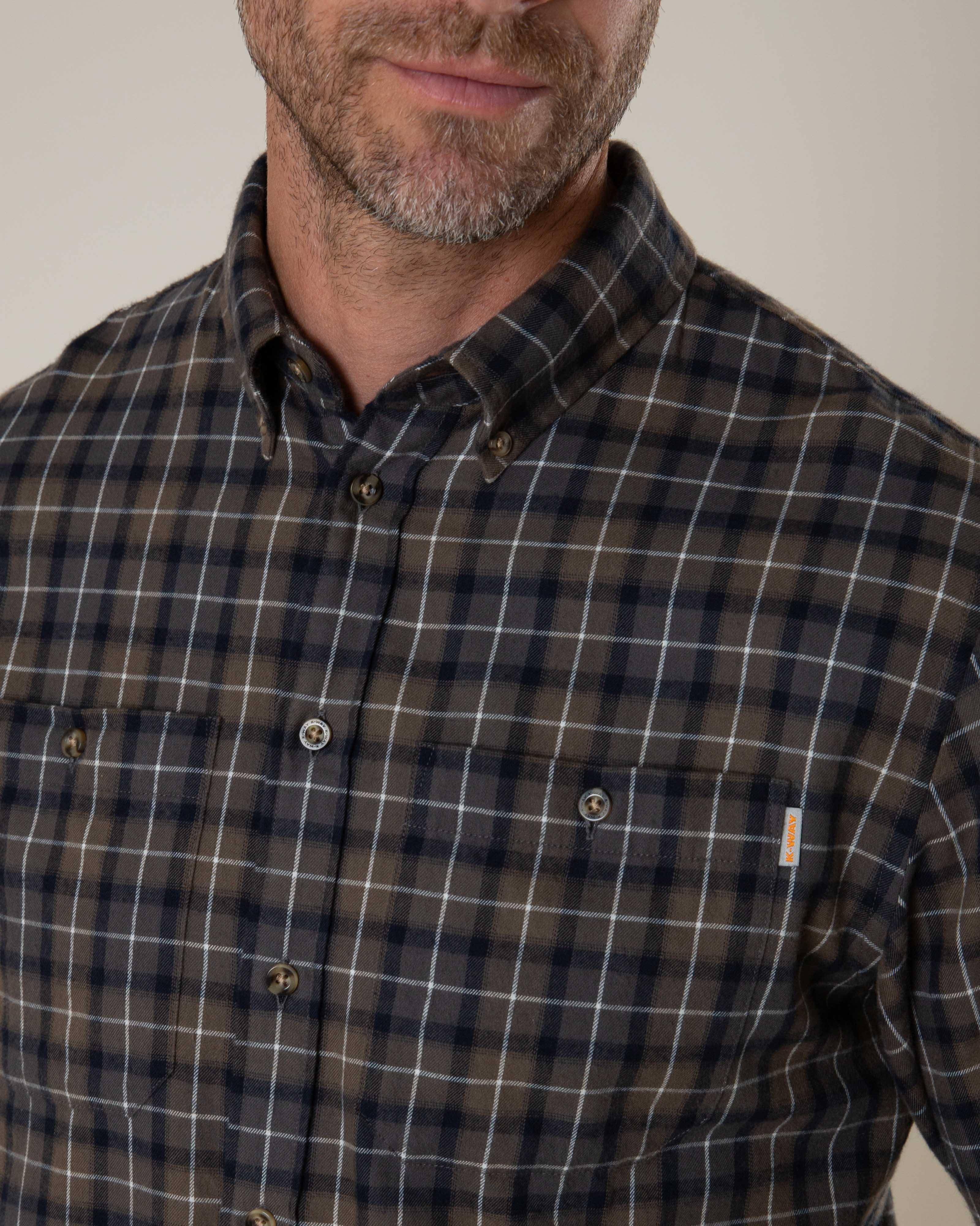 K-Way Elements Men’s Long-Sleeved Flannel Shirt -  Brown