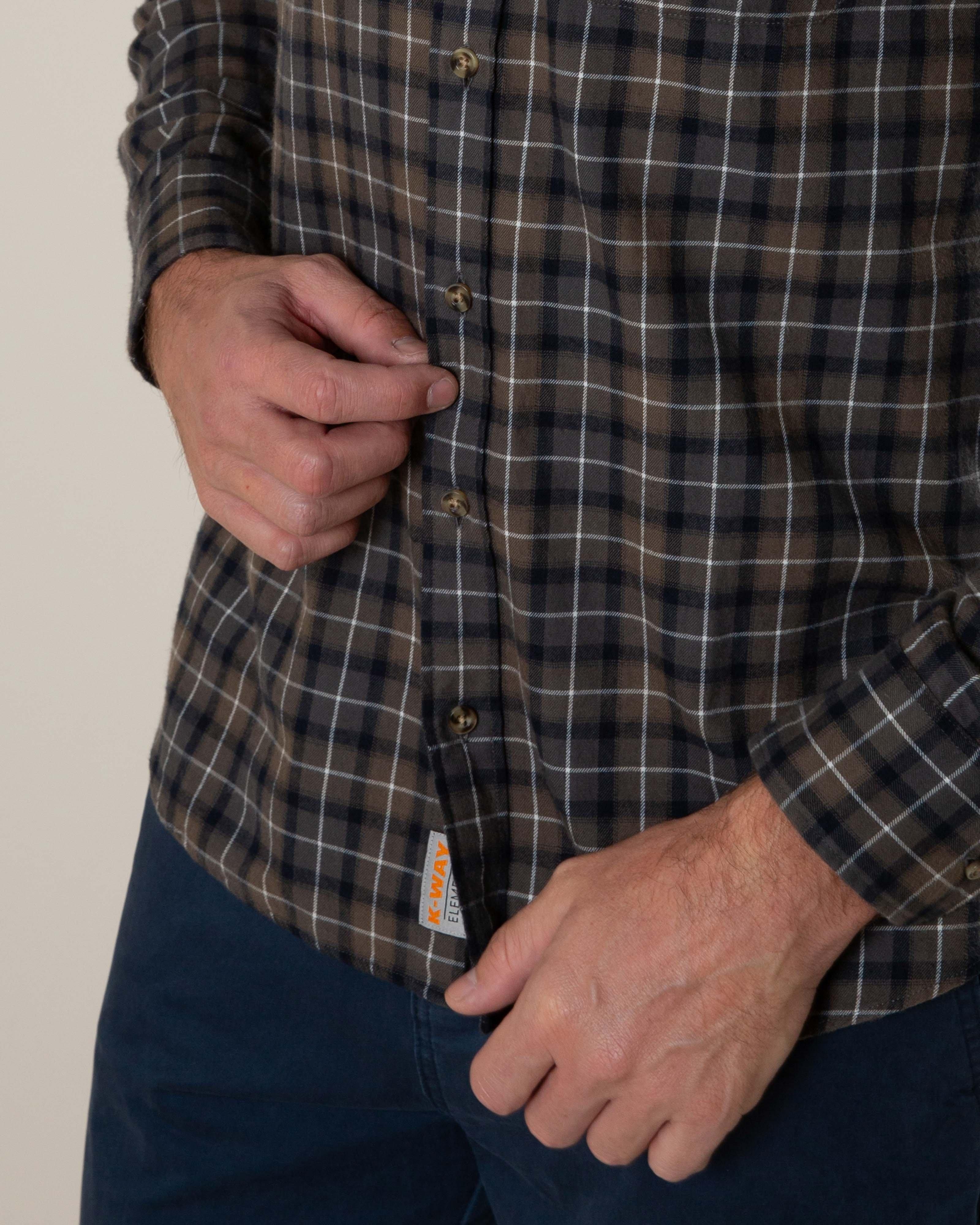 K-Way Elements Men’s Long-Sleeved Flannel Shirt -  Brown