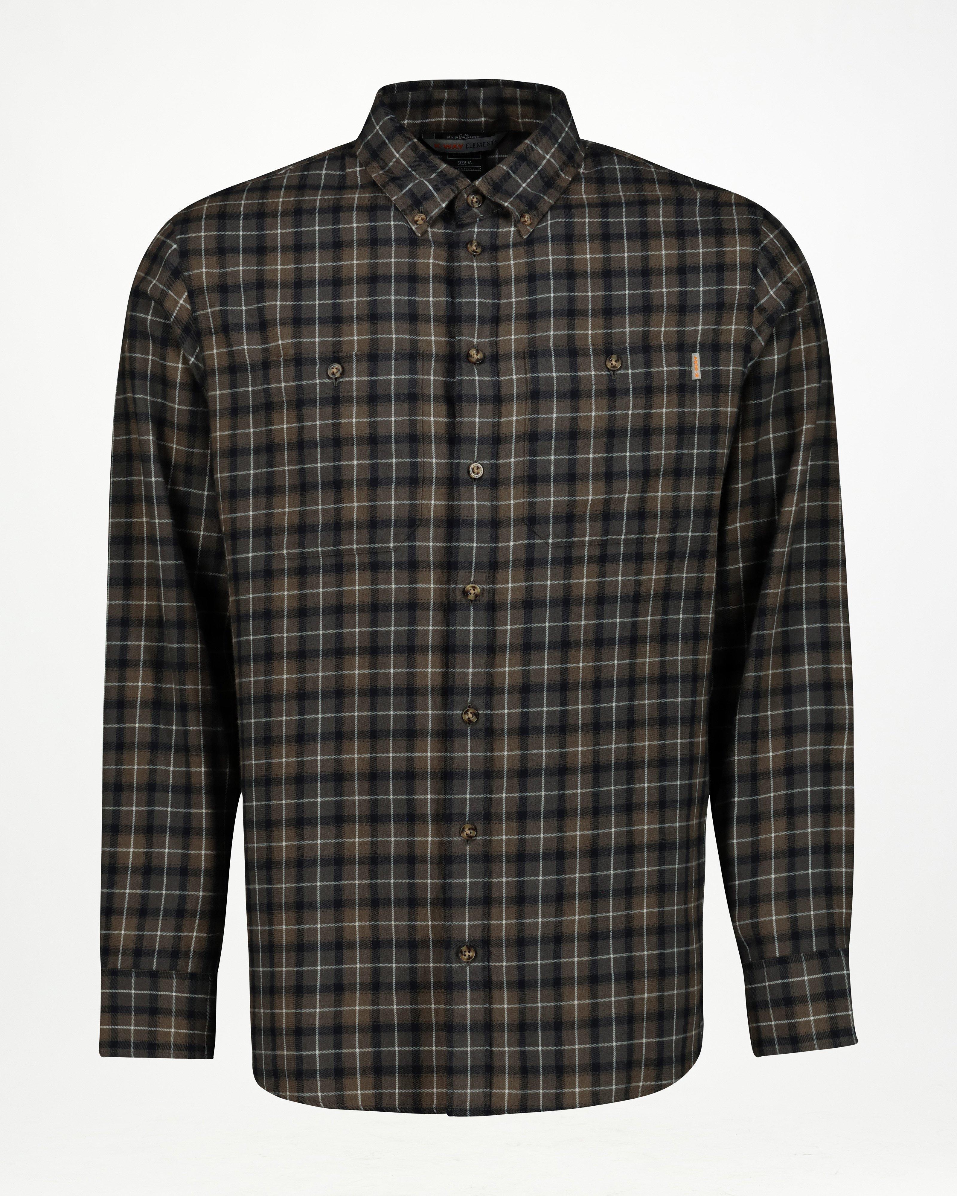 K-Way Elements Men’s Long-Sleeved Flannel Shirt -  Brown