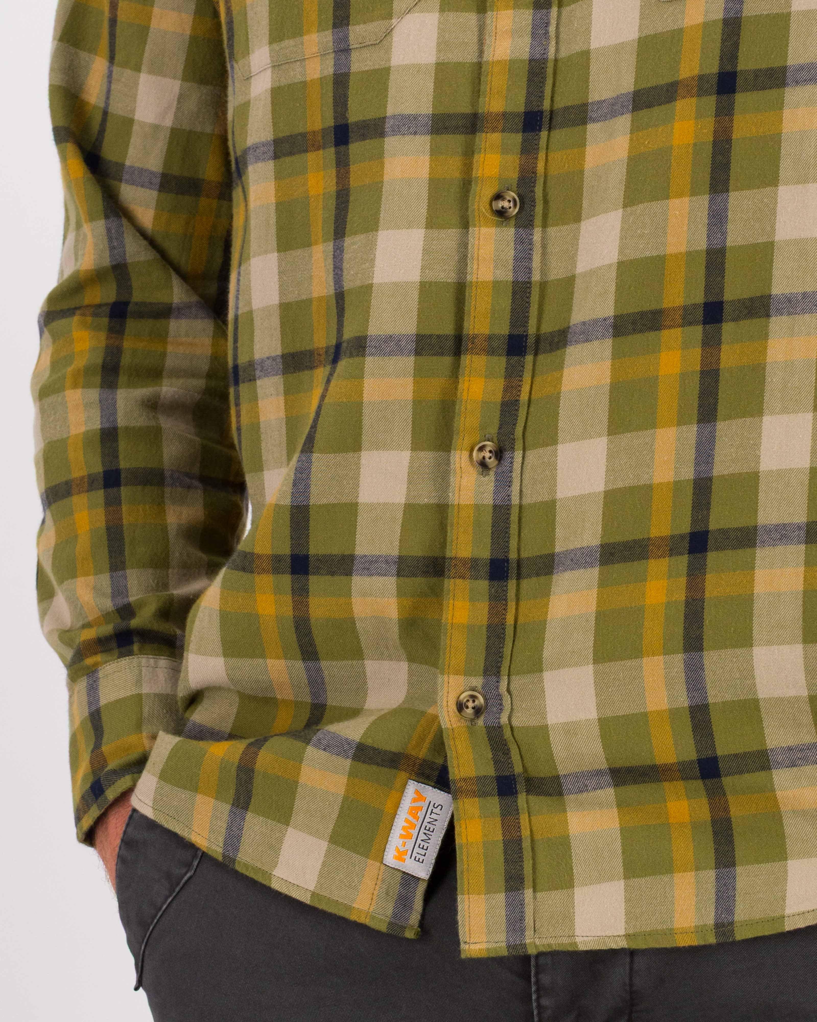 K-Way Elements Men’s Long-Sleeved Flannel Shirt -  Olive