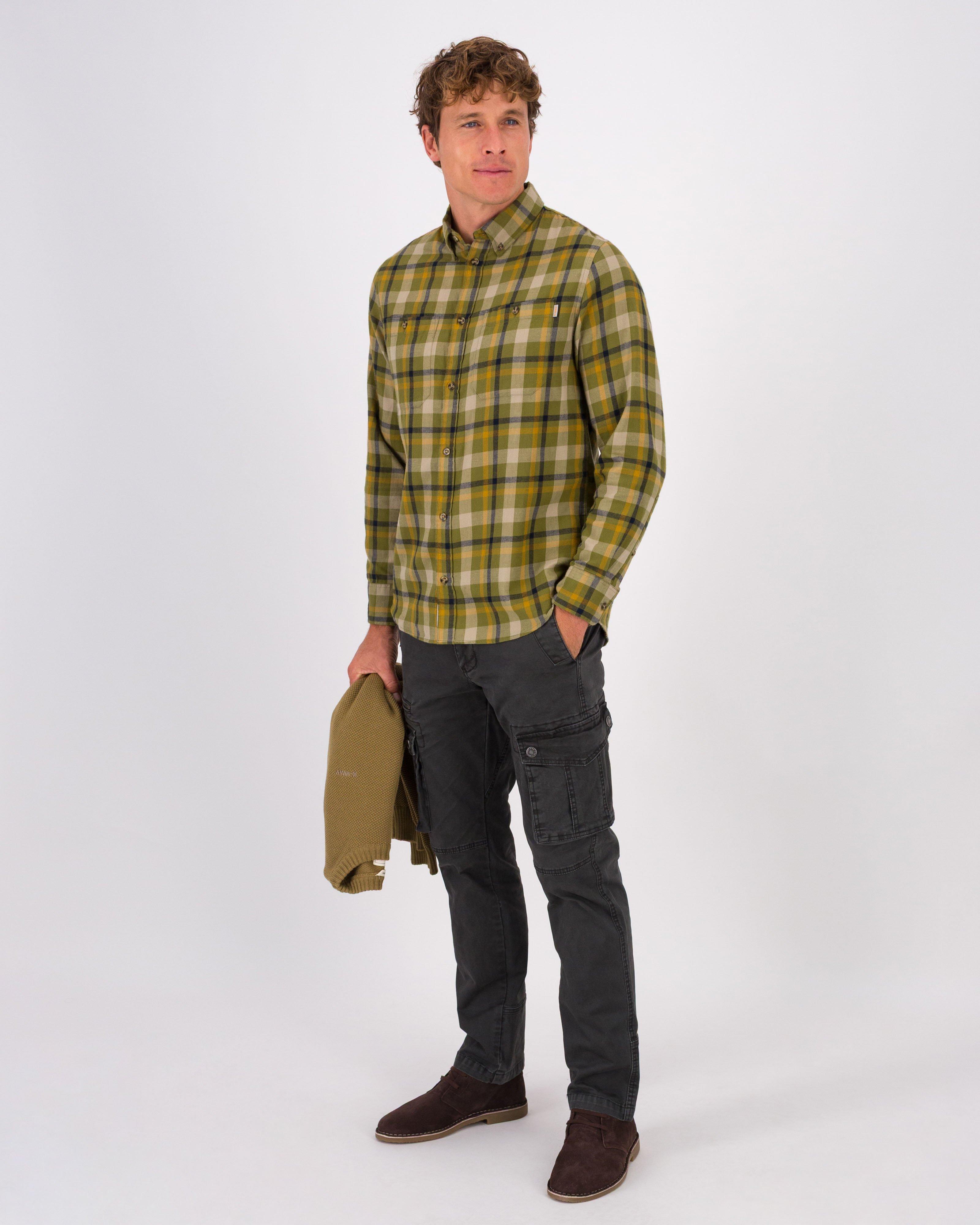 K-Way Elements Men’s Long-Sleeved Flannel Shirt -  Olive