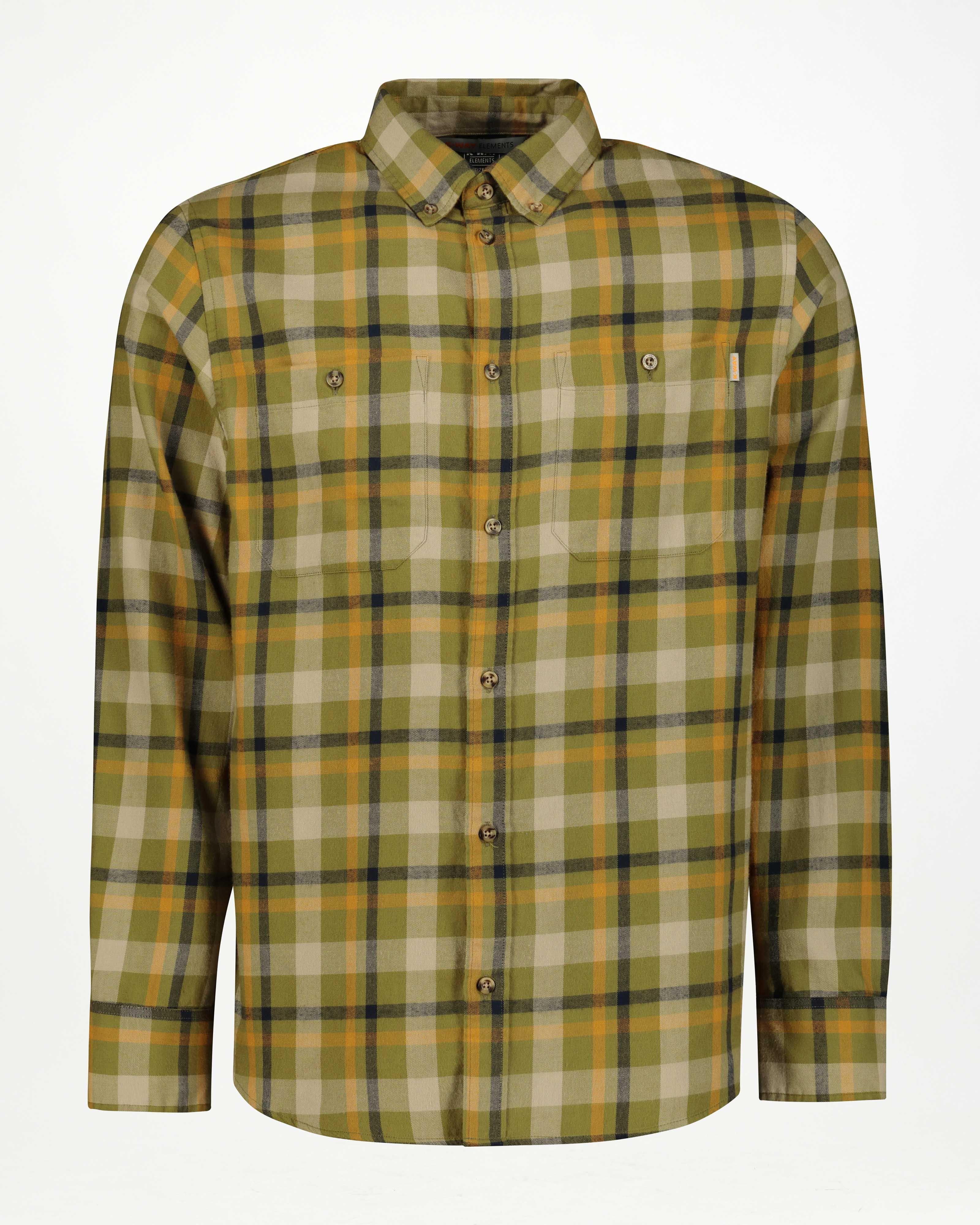 K-Way Elements Men’s Long-Sleeved Flannel Shirt -  Olive