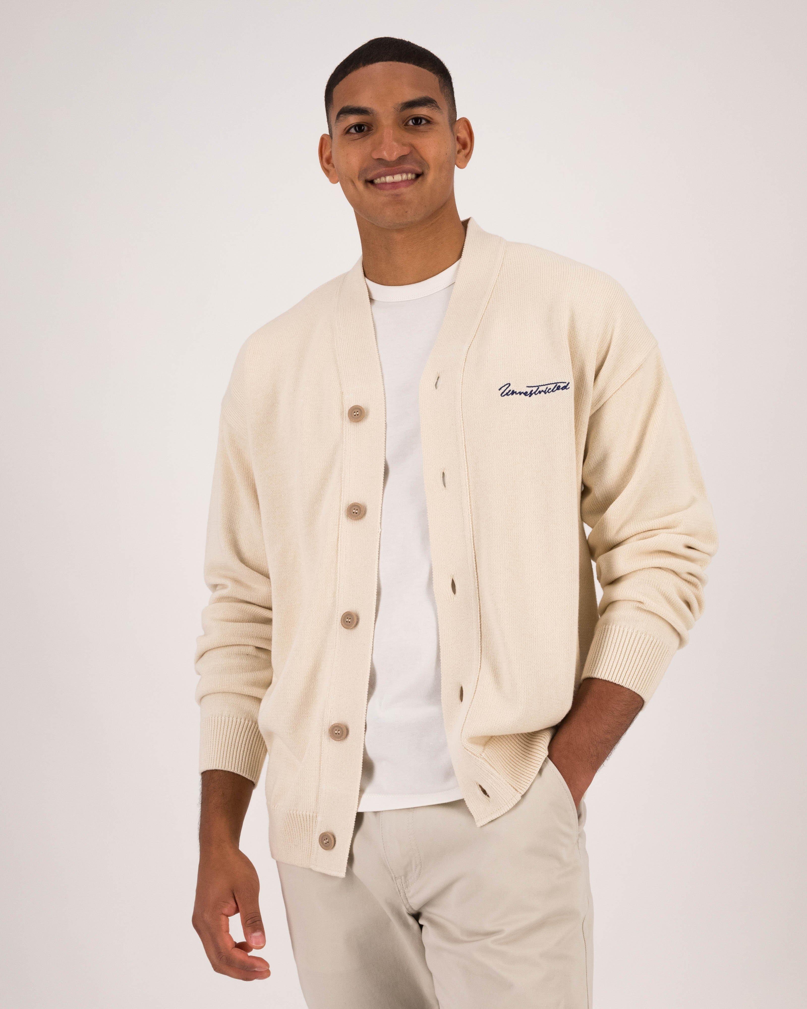 Men’s Amir Retro Cardigan  -  Milk