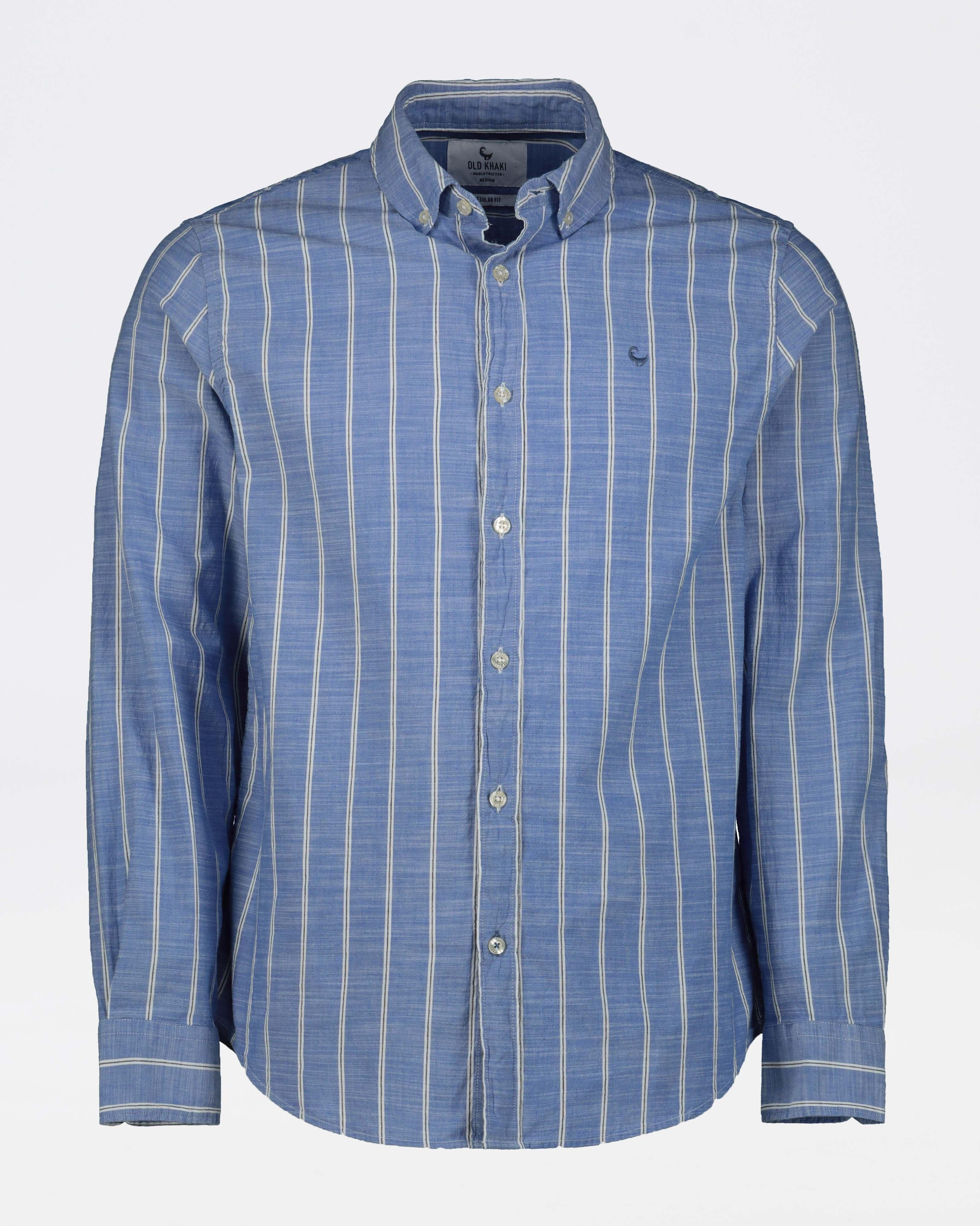 Old Khaki Men’s Malcom Slub Stripe Shirt -  Blue