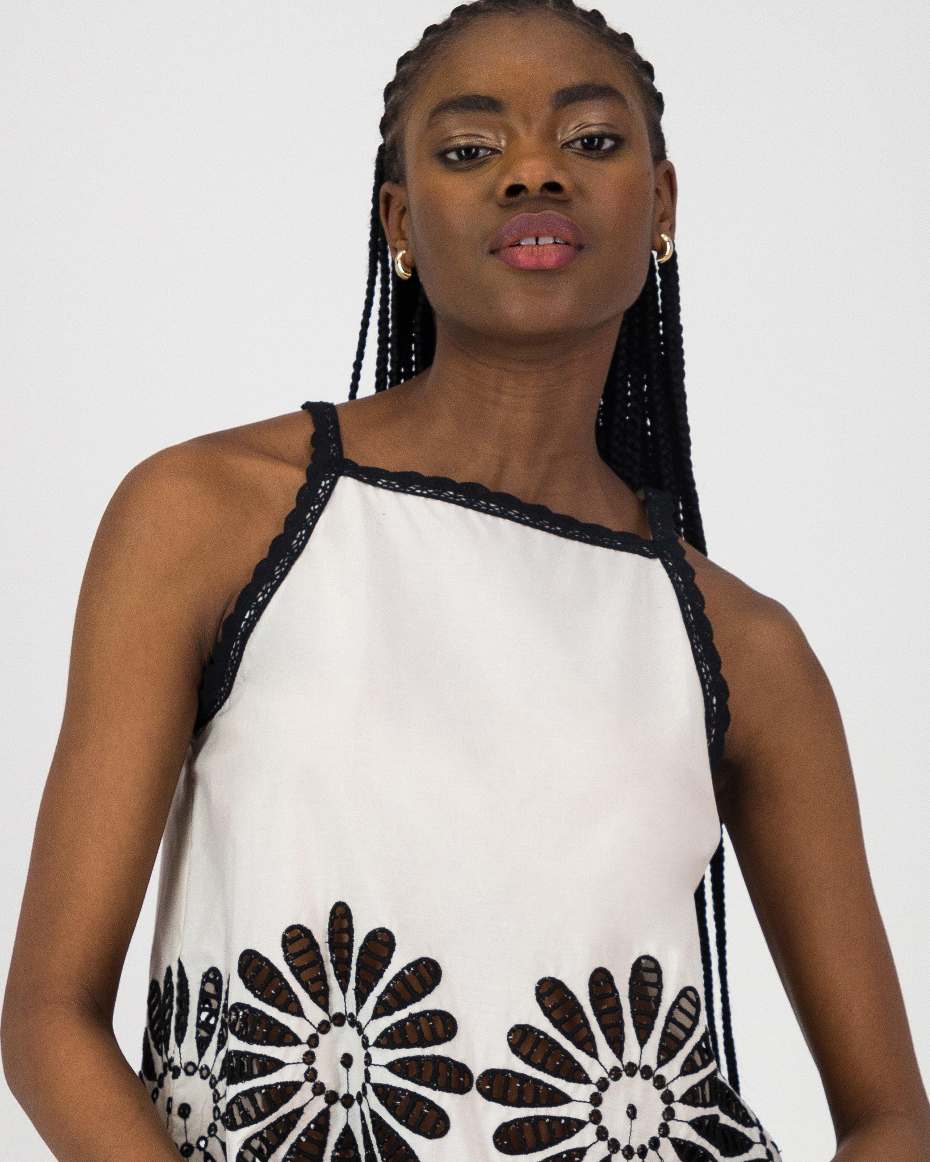ＣＬＡＮＥ　STRIPE FLOWER EMBROIDERY TOPS Madelyn Embroidered Top - Poetry Clothing Store