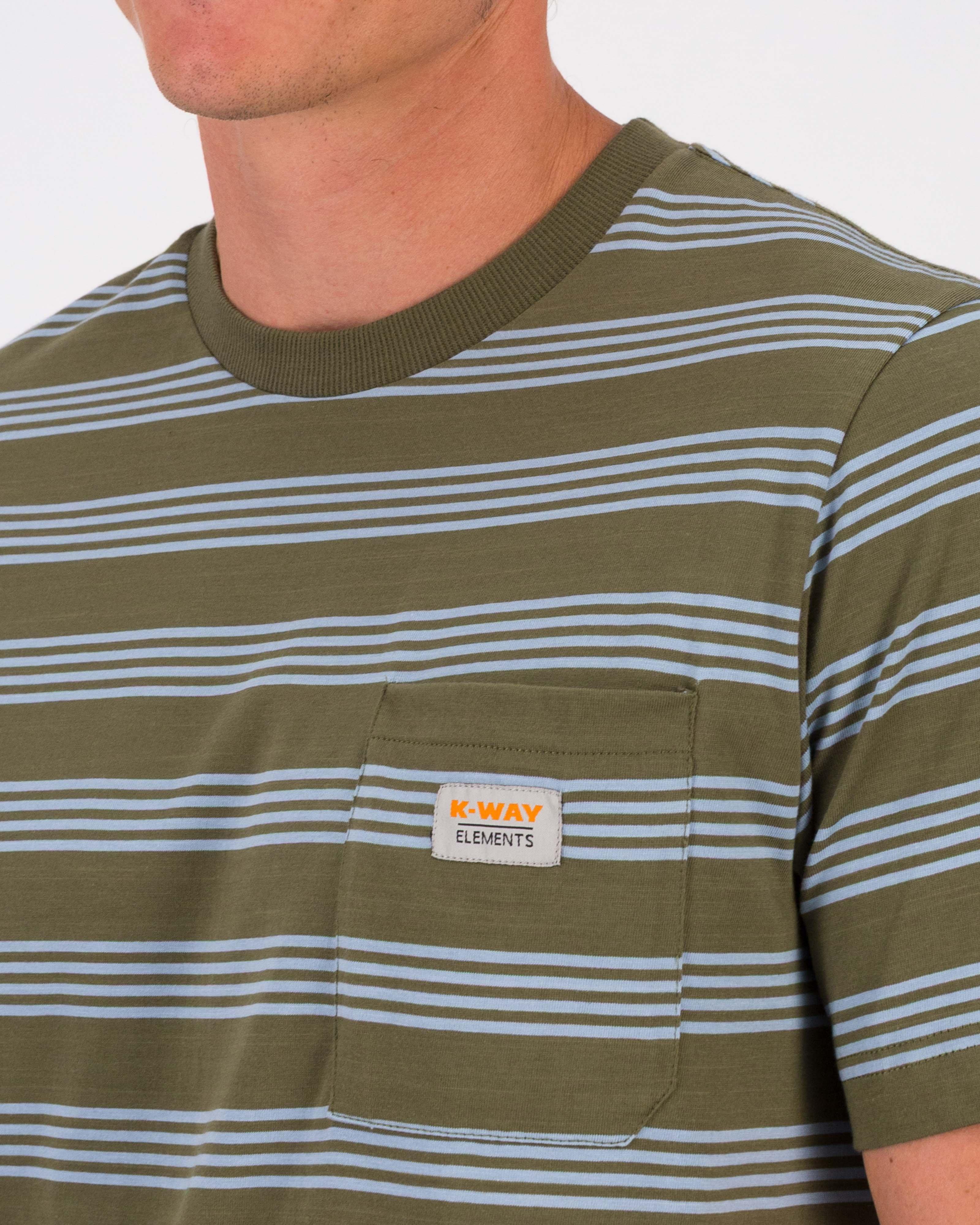 K-Way Elements Men’s Stripe Pocket T-Shirt -  Green