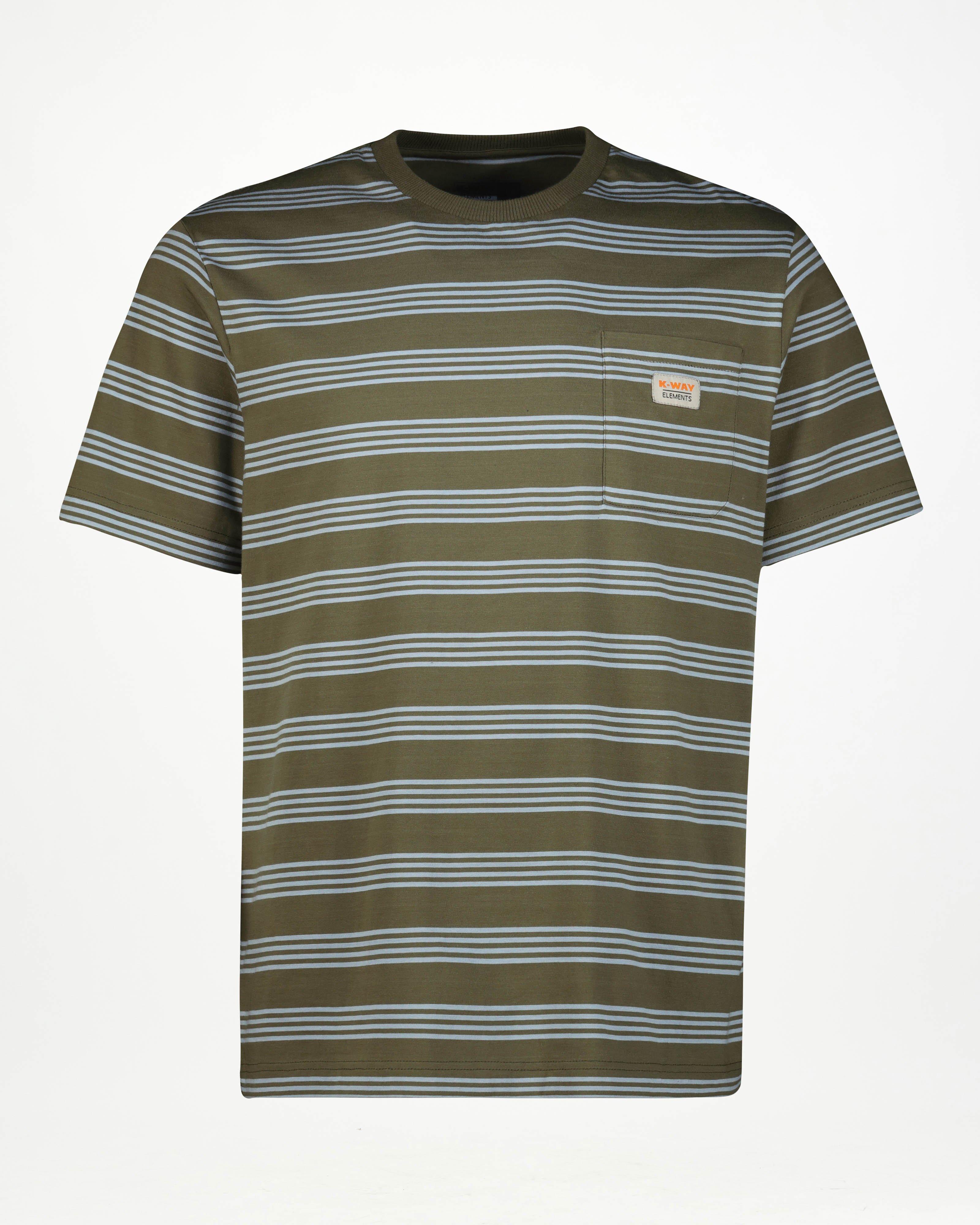 K-Way Elements Men’s Stripe Pocket T-Shirt -  Green