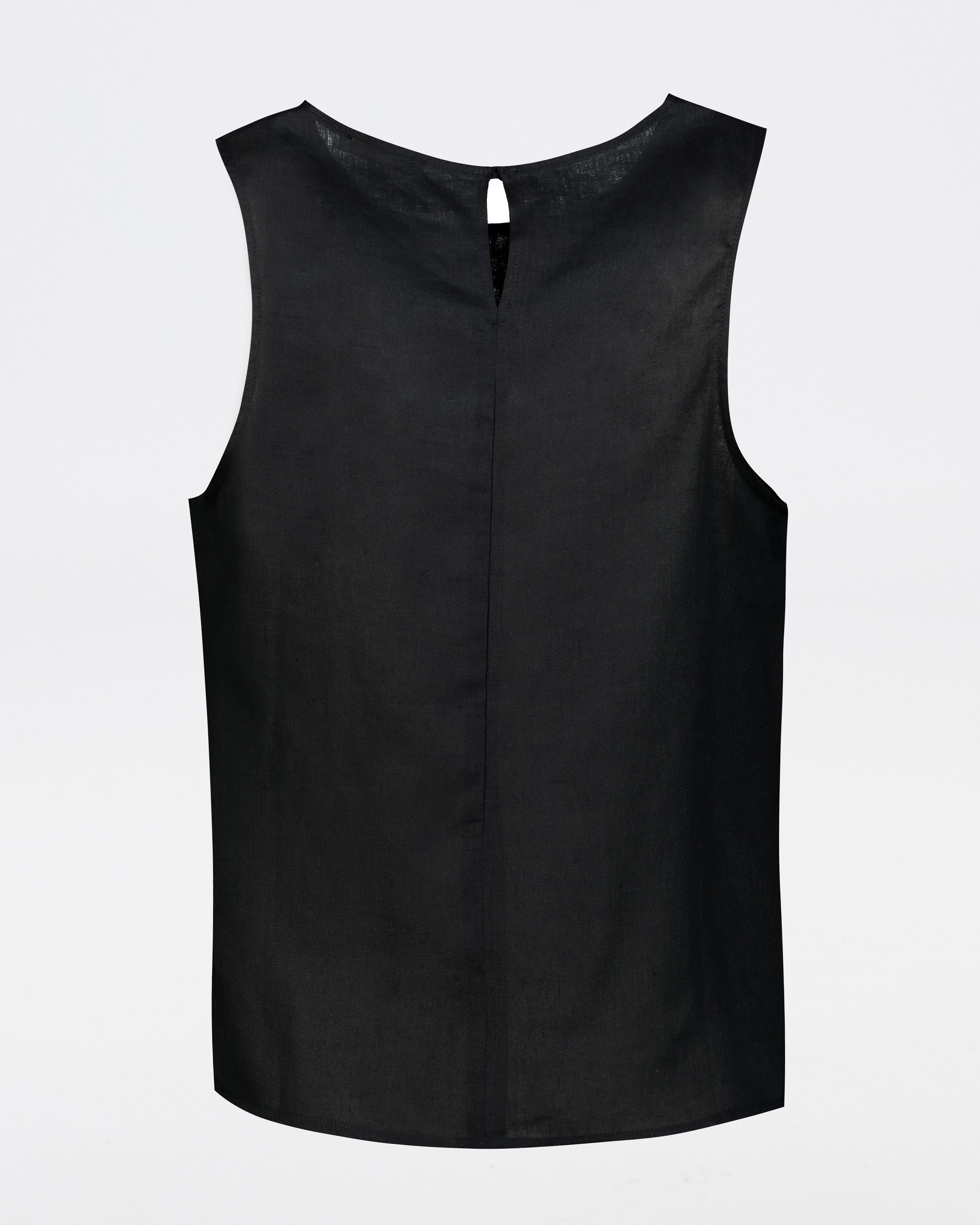 Women’s Lucy Button Linen Cami  -  Black