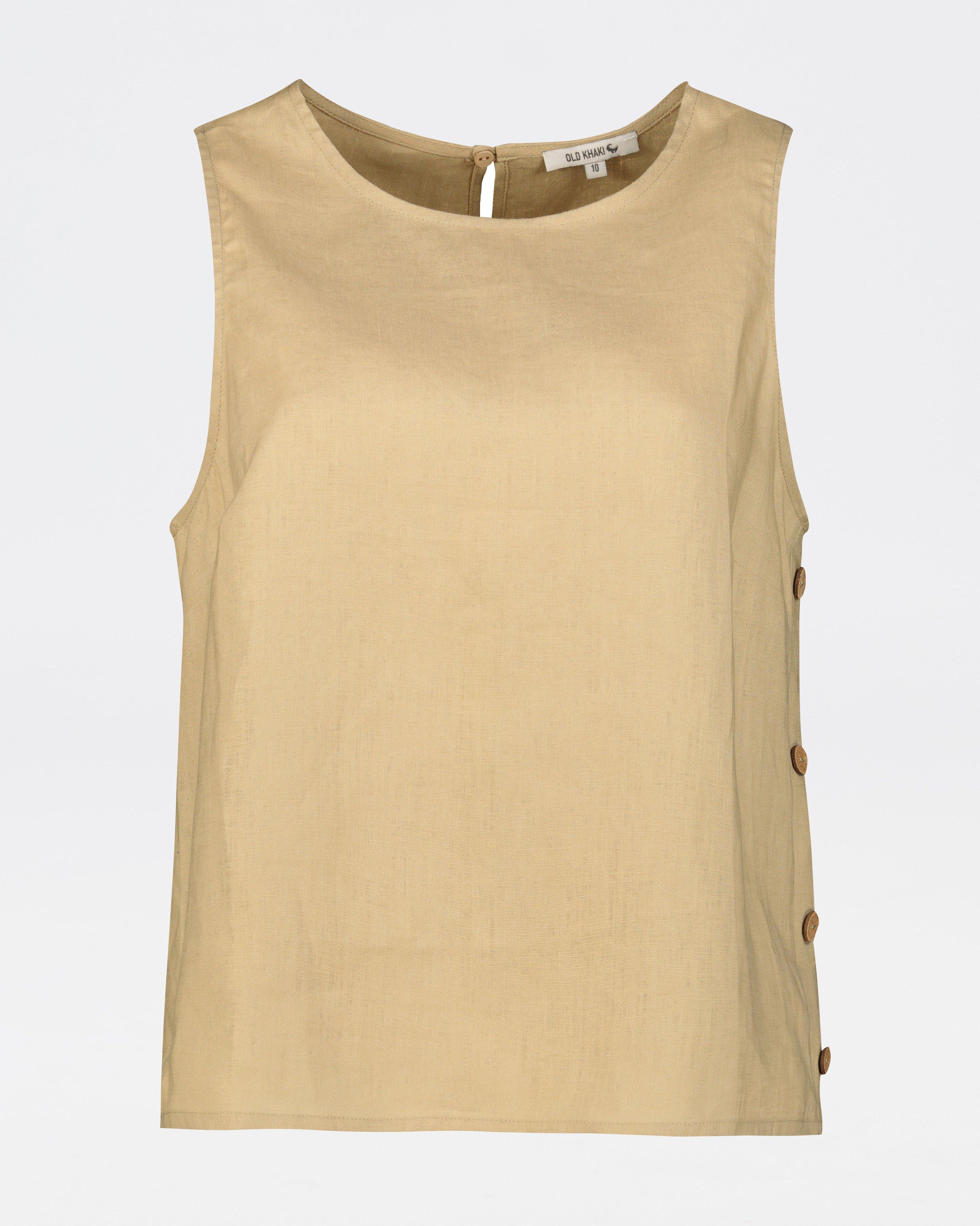 Women’s Lucy Button Linen Cami  -  Stone