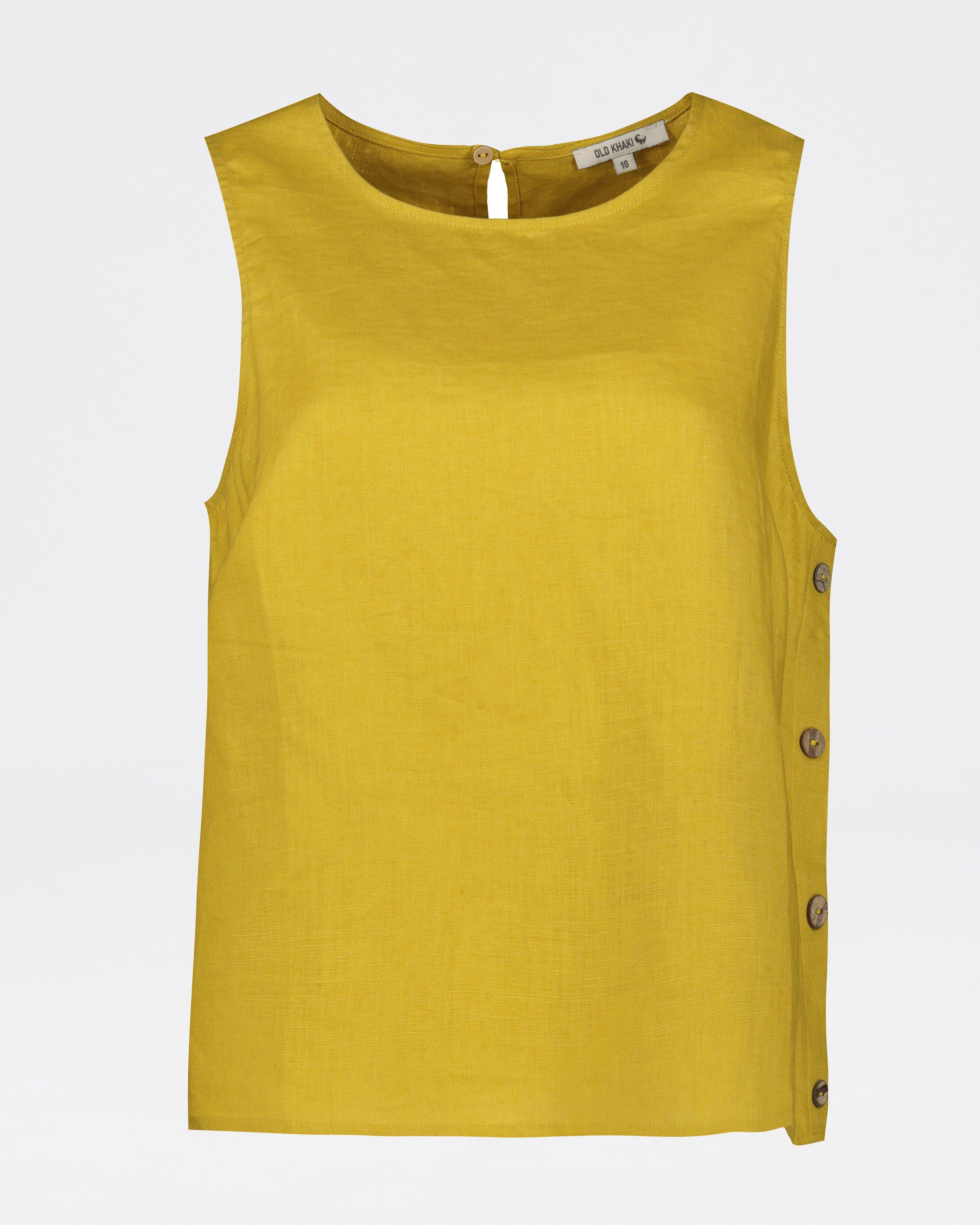 Women’s Lucy Button Linen Cami  -  Yellow