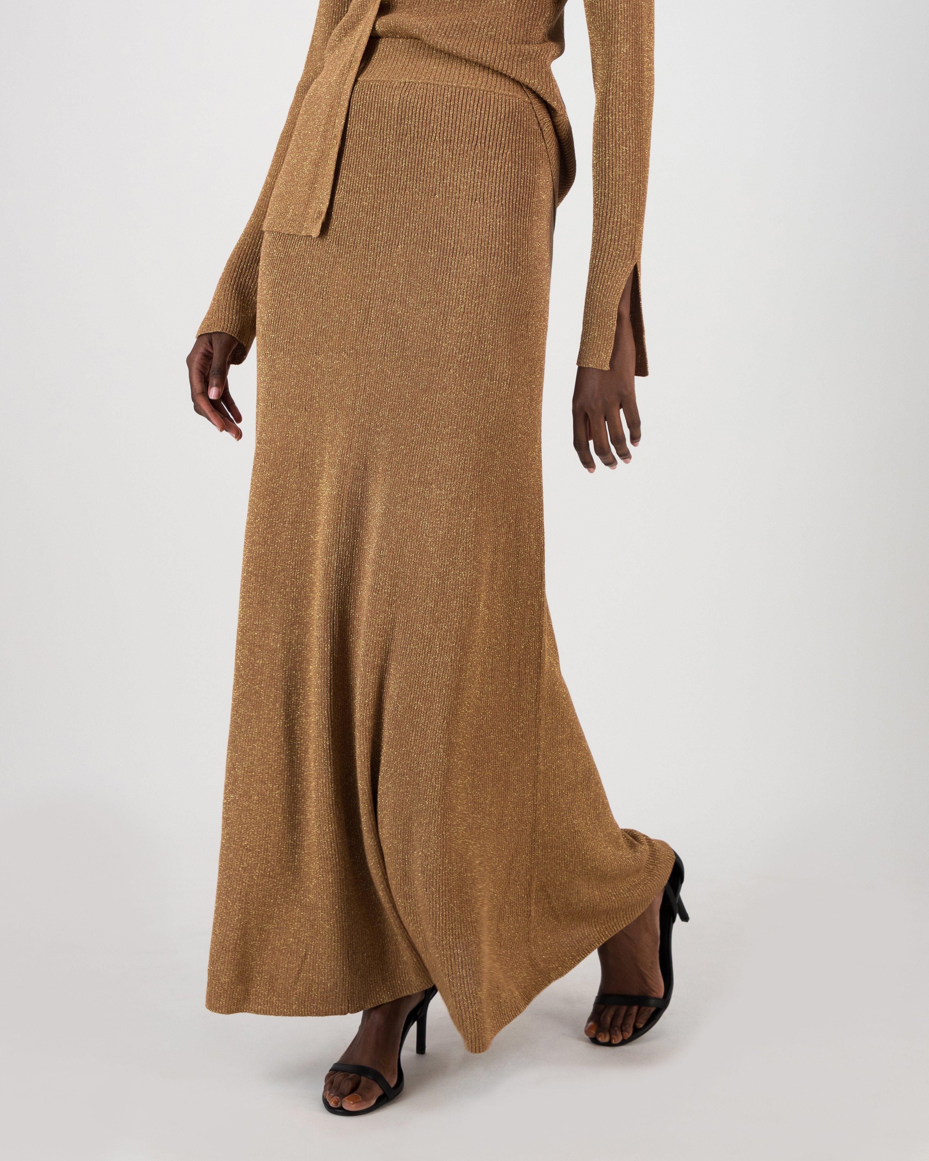 Nellie Lurex Skirt -  Brown