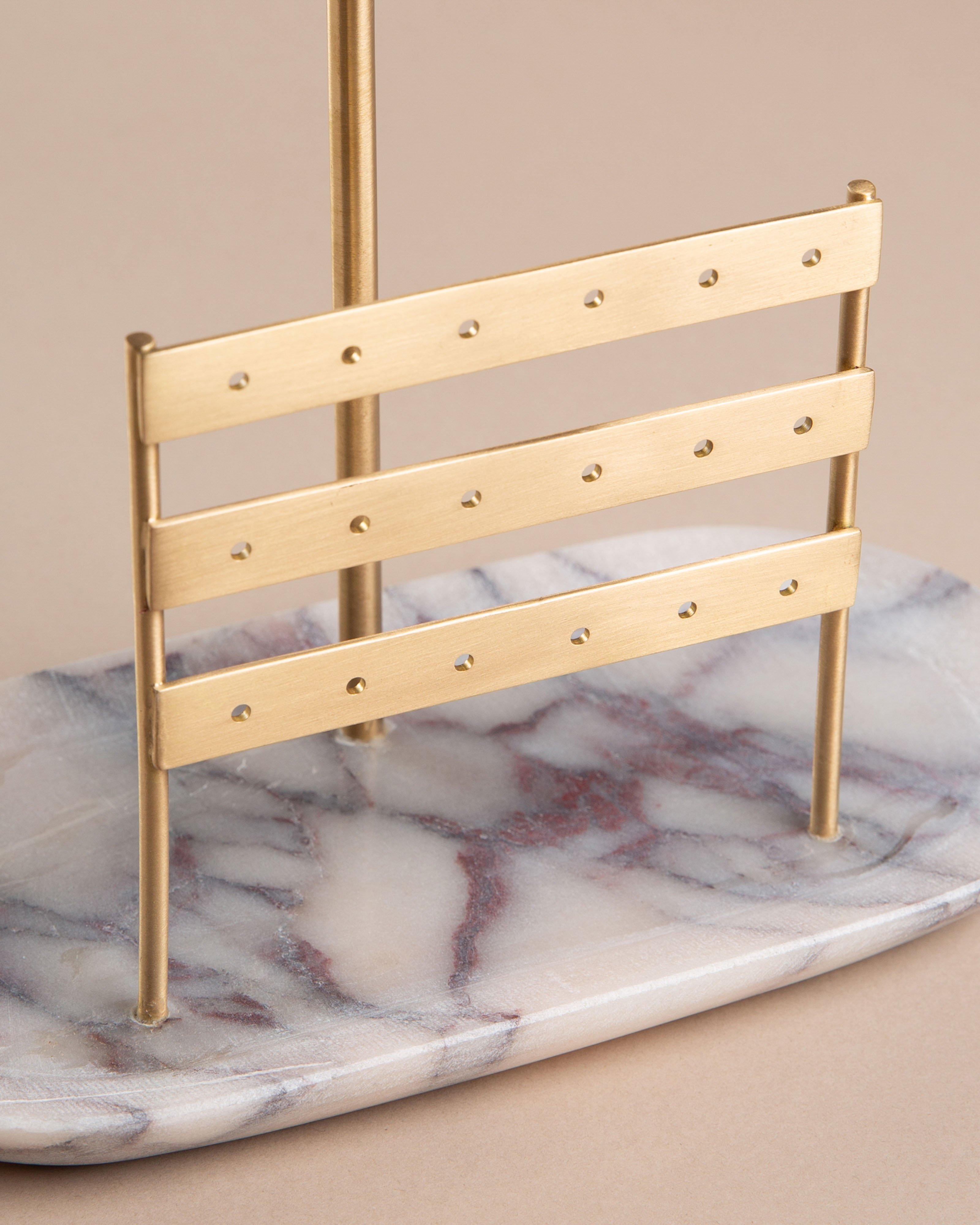 Olivia Carved Marble Tiered Trinket Stand -  White