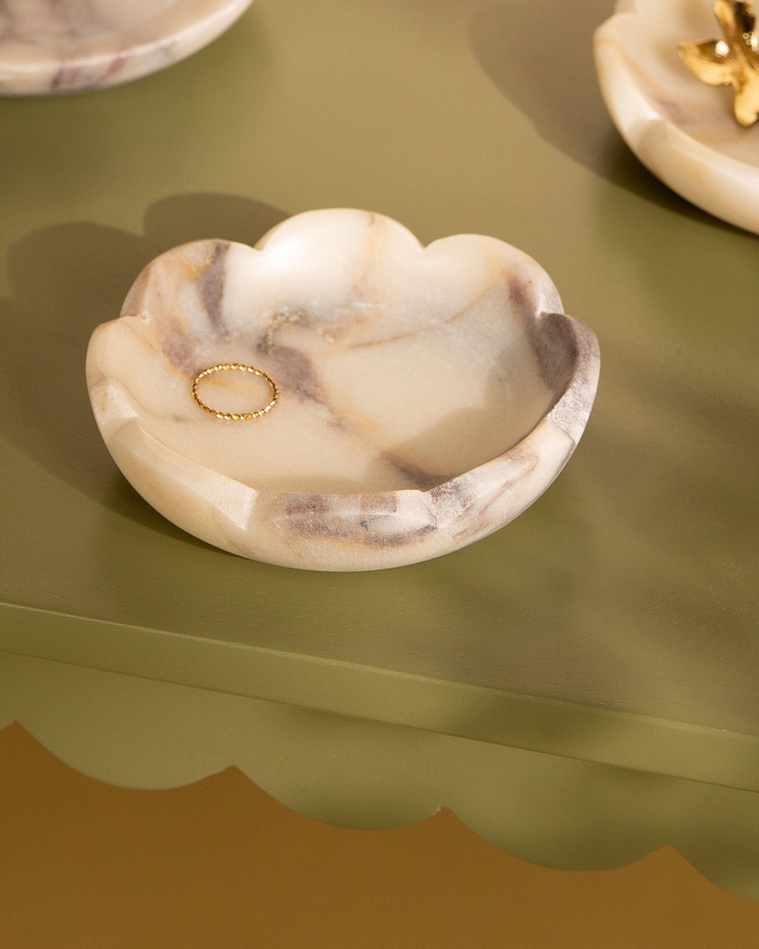 Olivia Marble Trinket Dish -  White