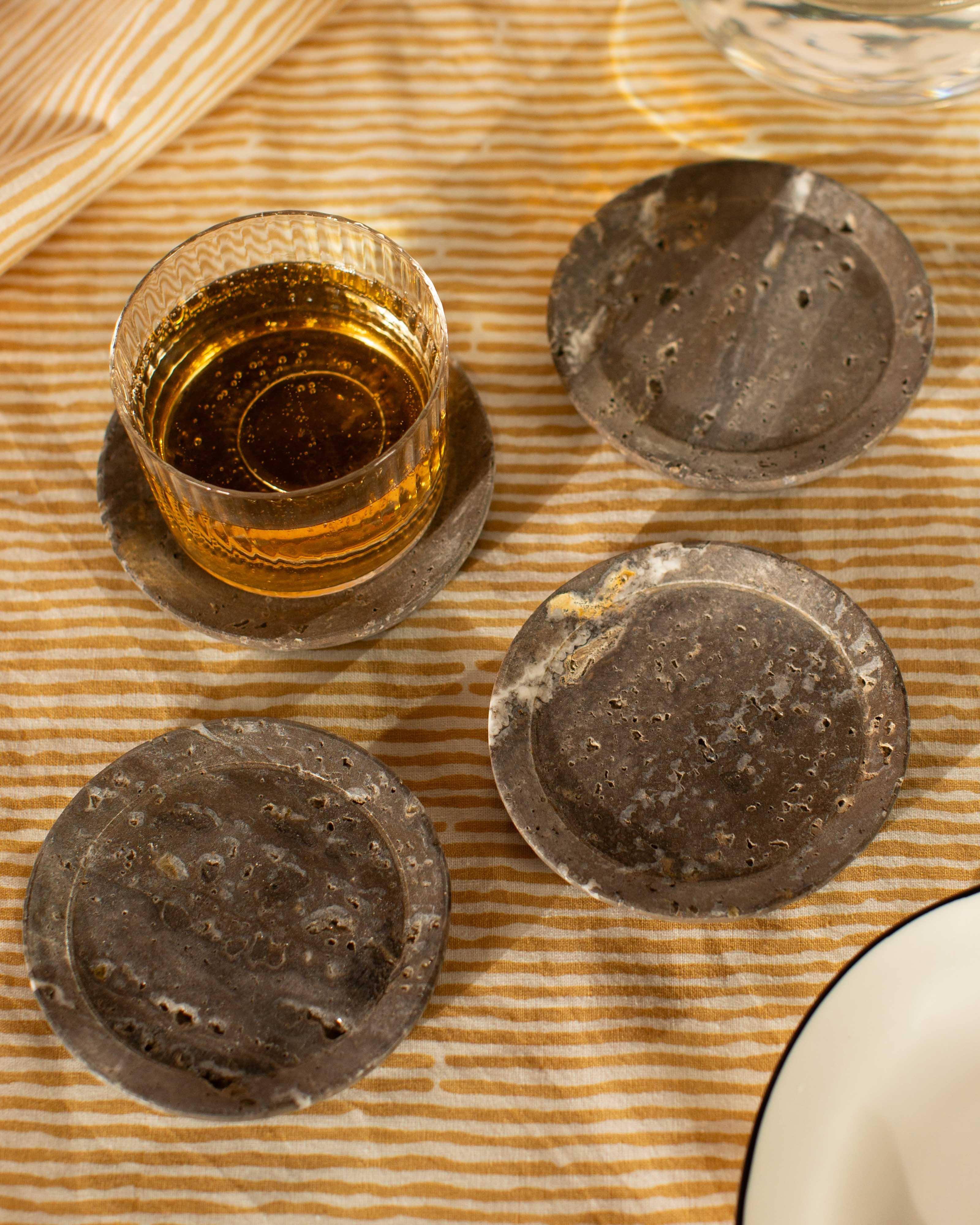Travertine Coaster Set -  Brown