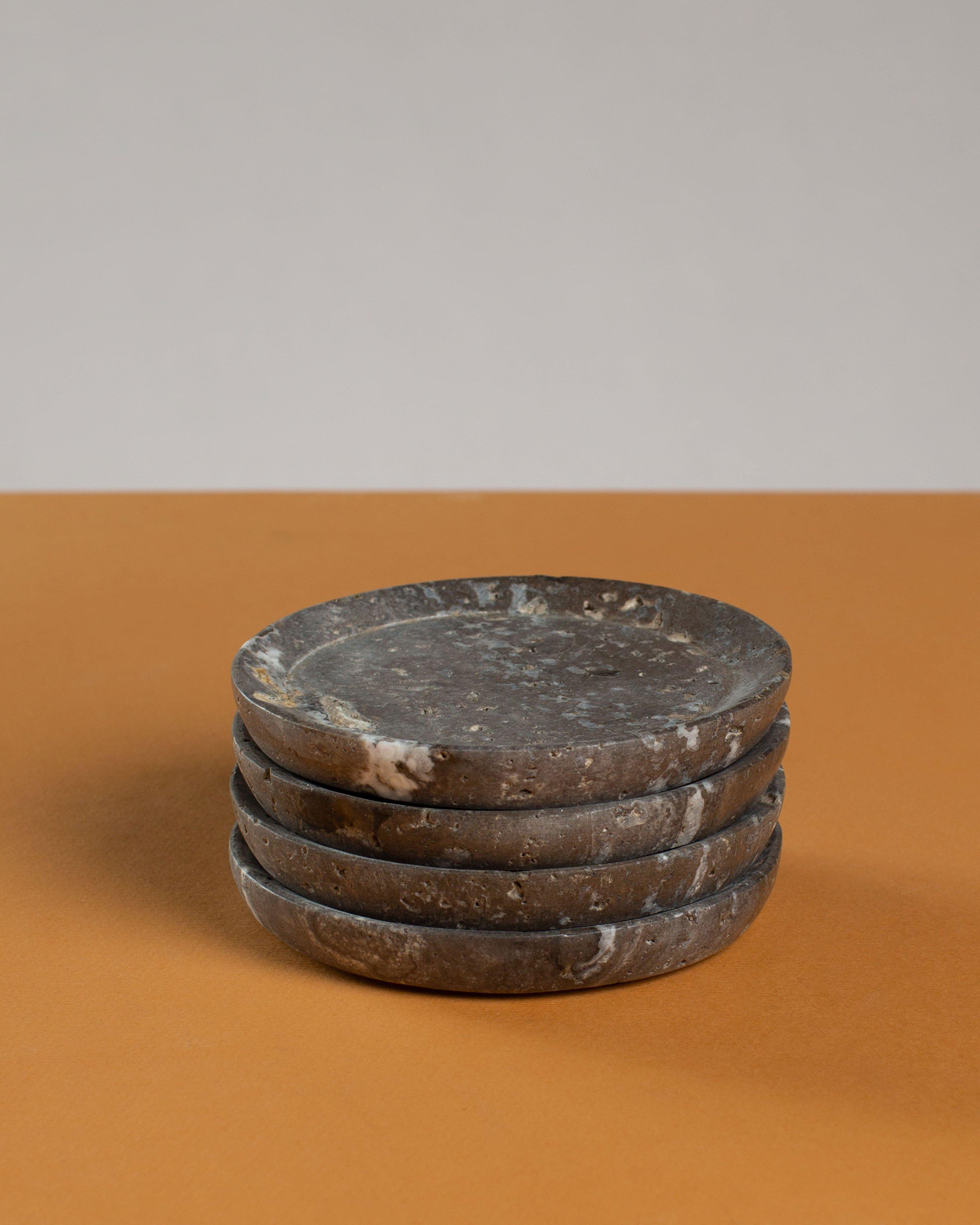 Travertine Coaster Set -  Brown