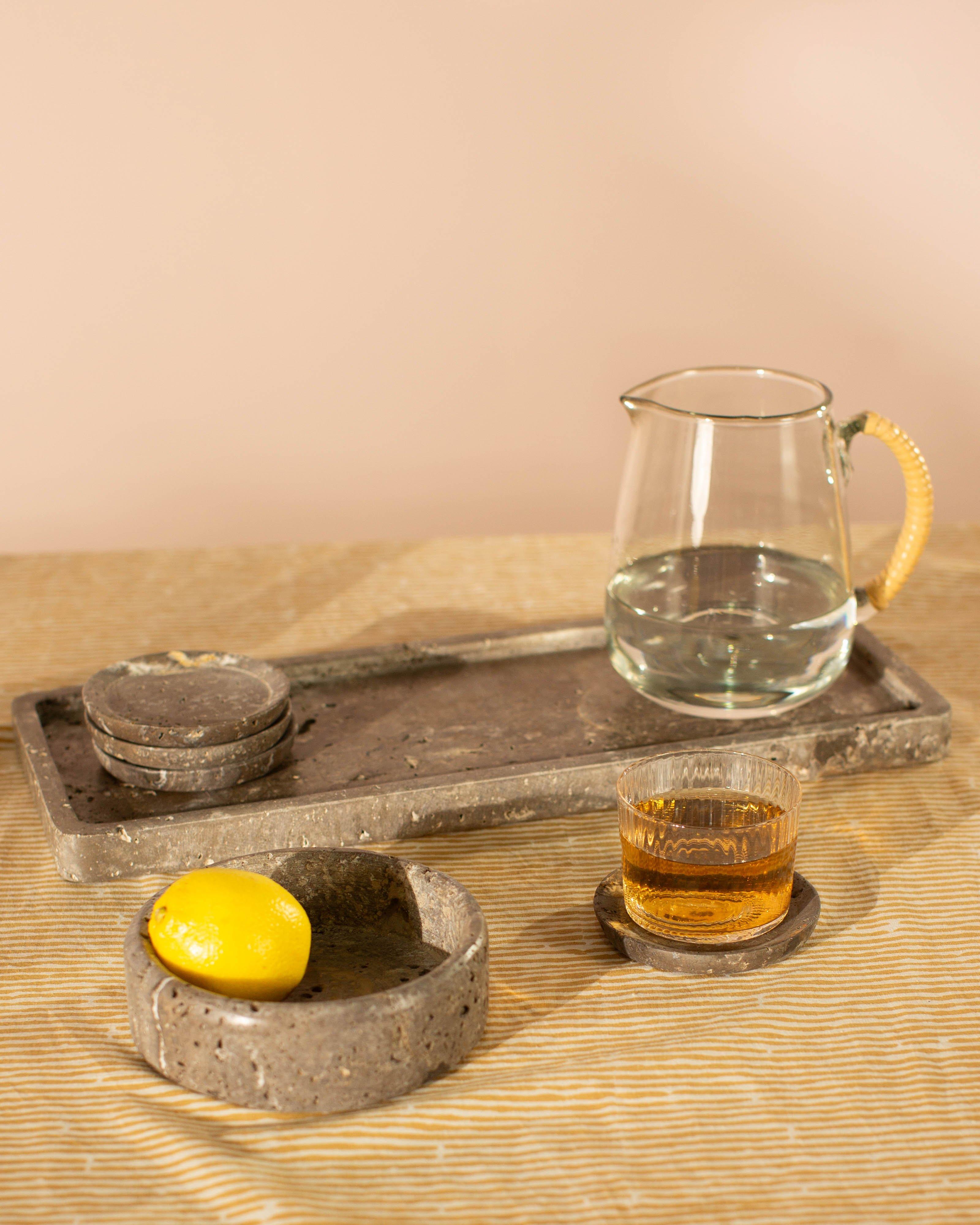 Travertine Coaster Set -  Brown
