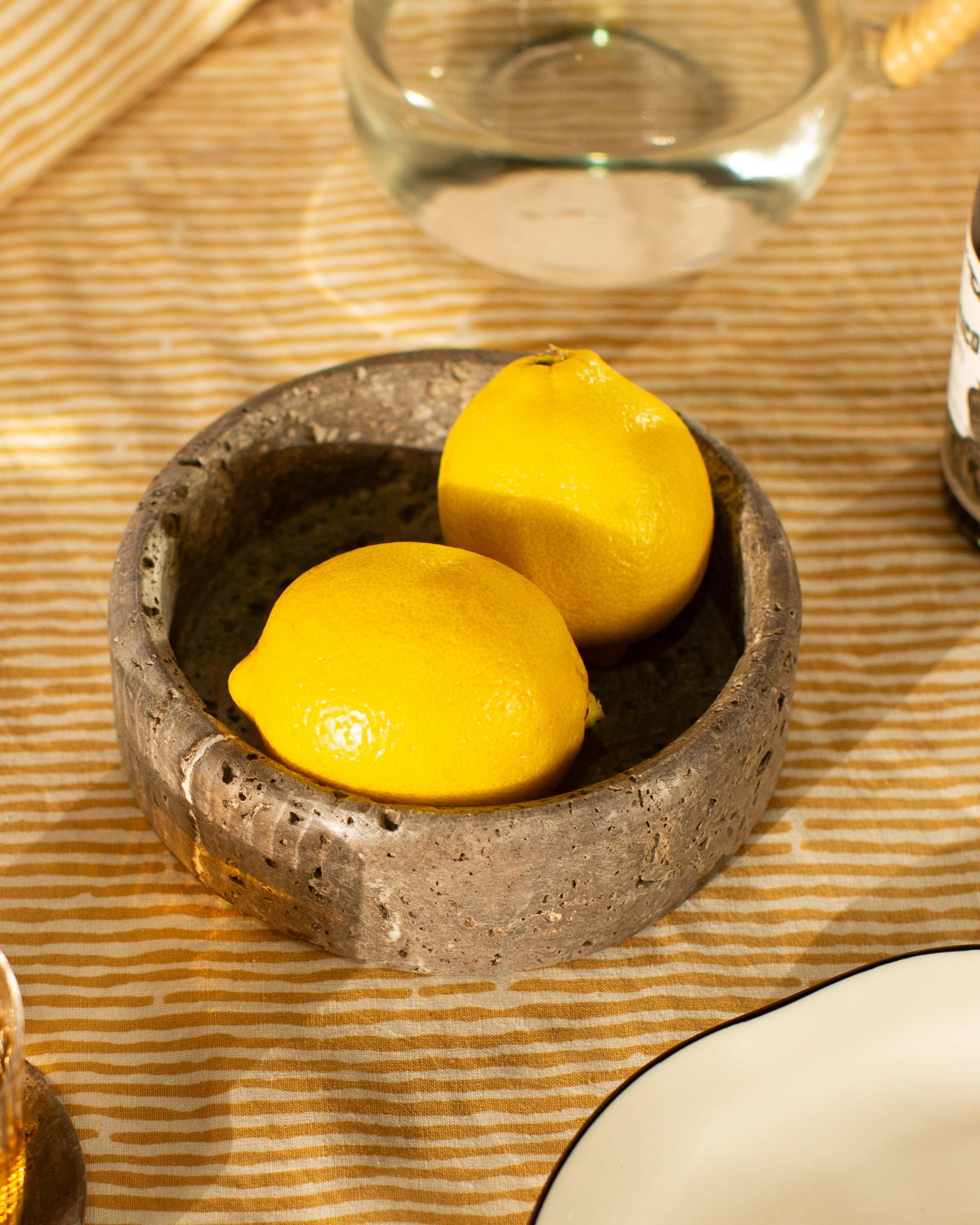 Travertine Round Dish -  Brown