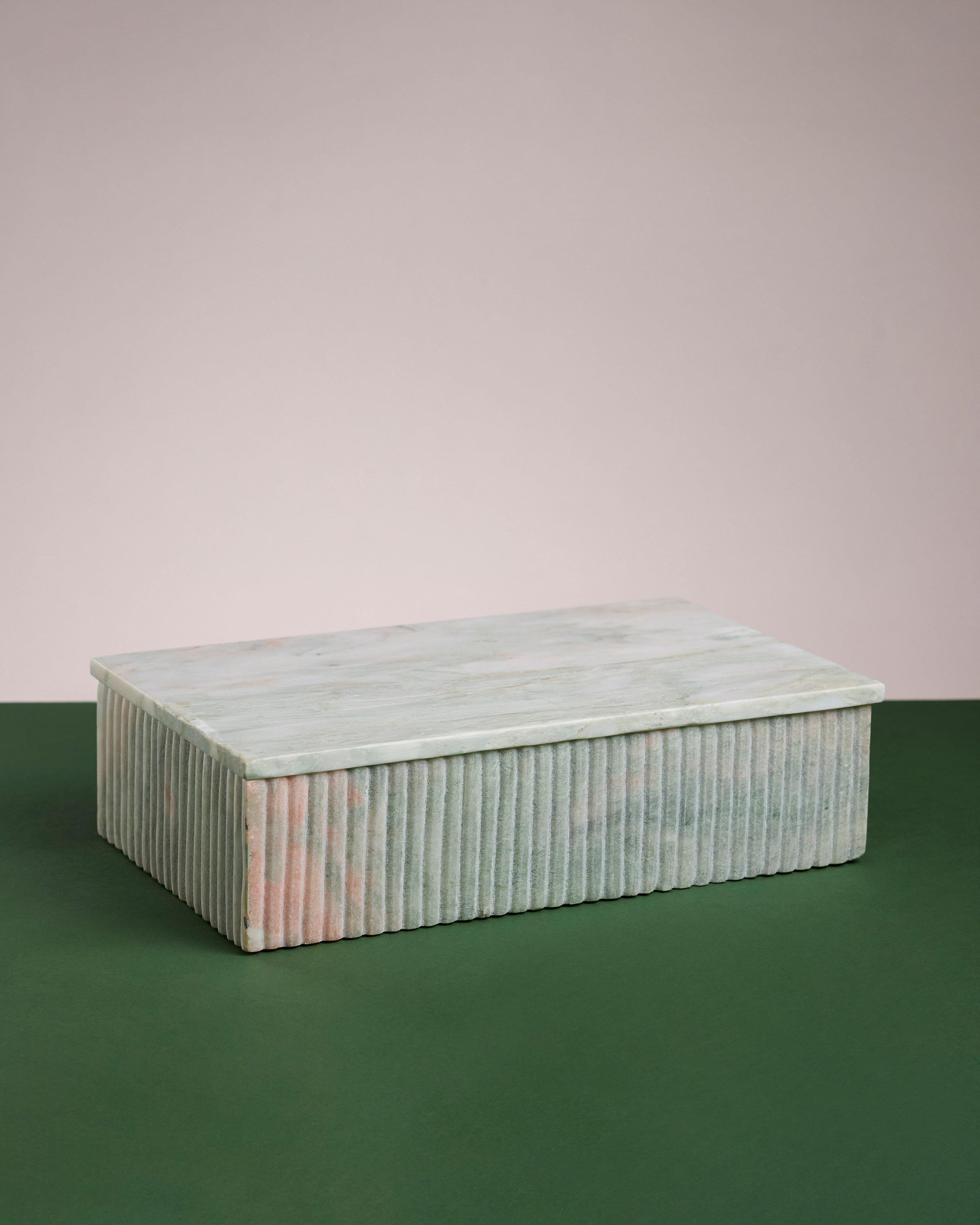 Riley Ribbed Marble Large Box -  Green
