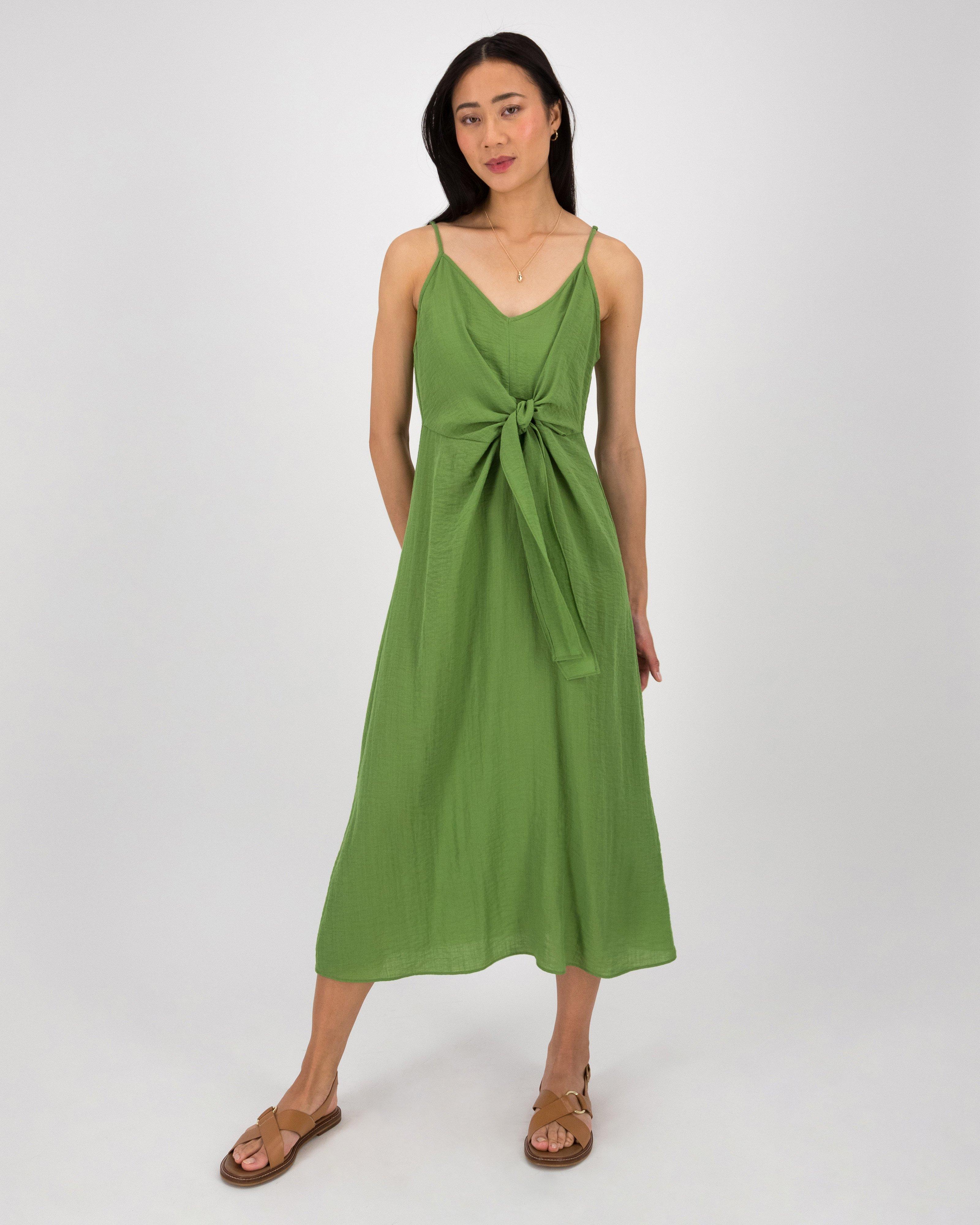 Lorena Tie Dress -  Green