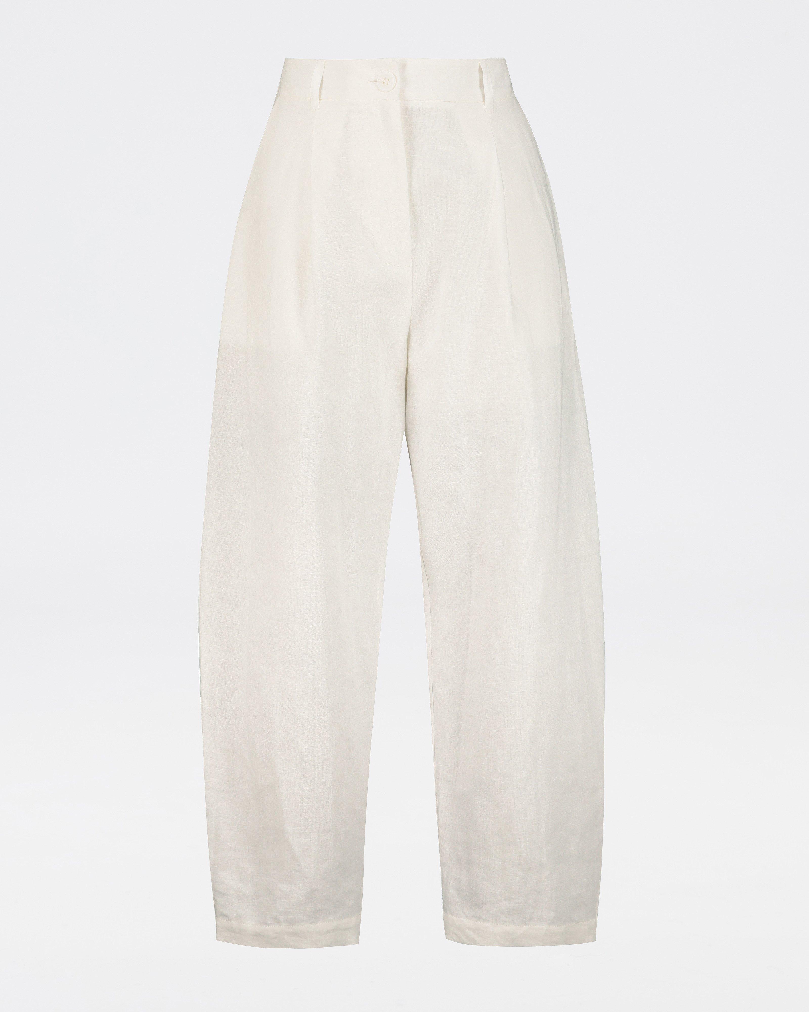 Brit Barrel Shaped Relaxed Pant -  White