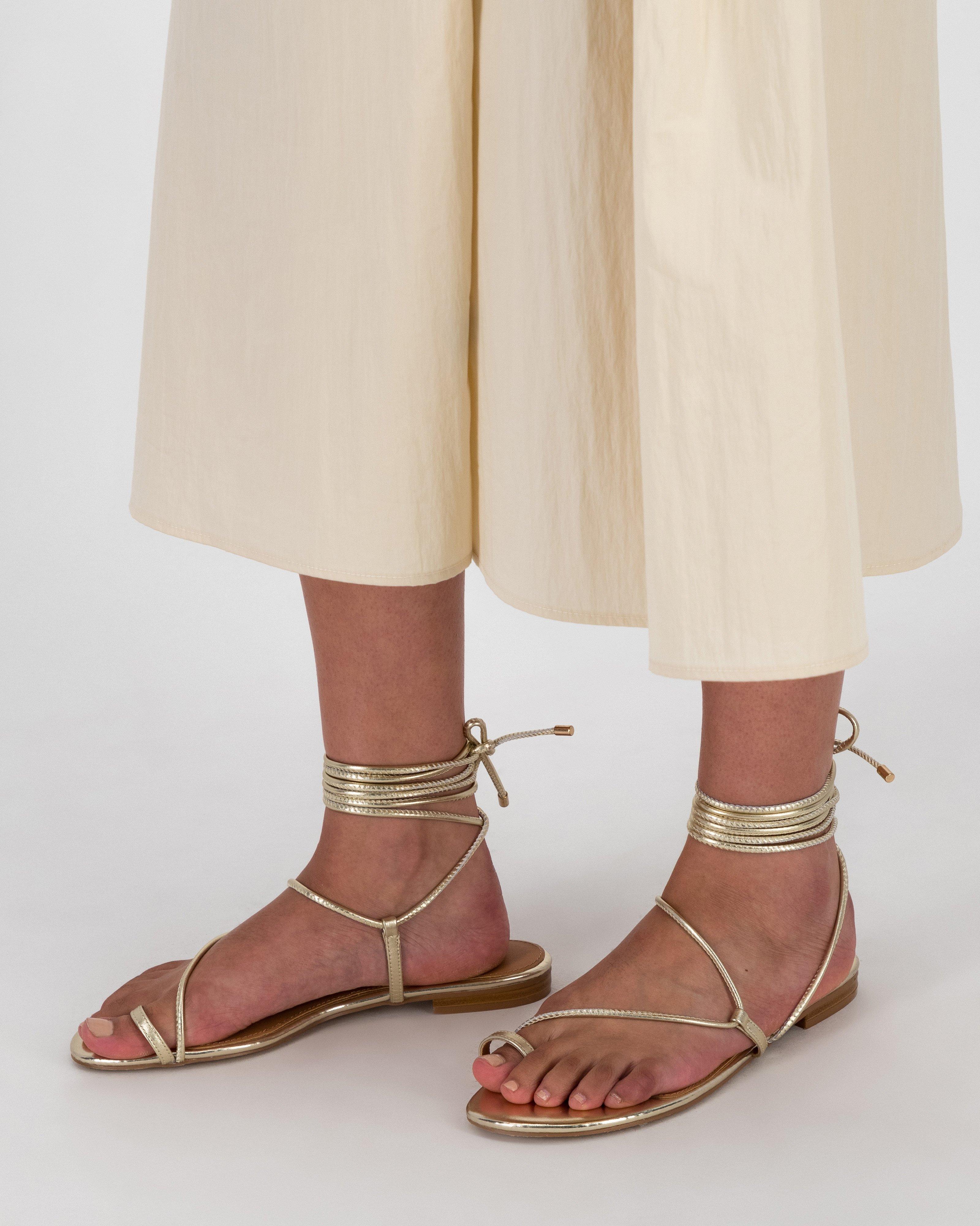  Jeanne Strappy Leather Sandal  -  Gold