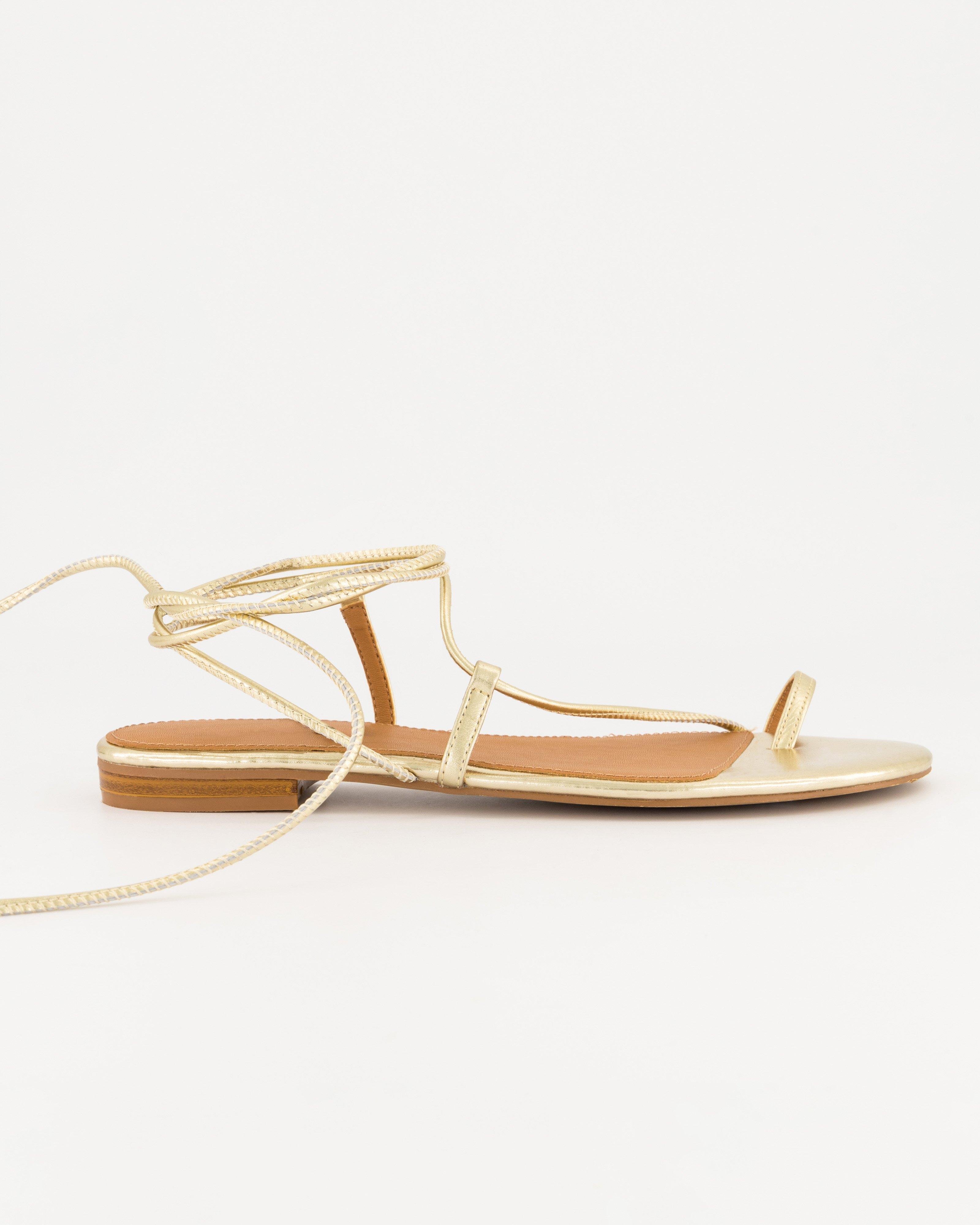  Jeanne Strappy Leather Sandal  -  Gold