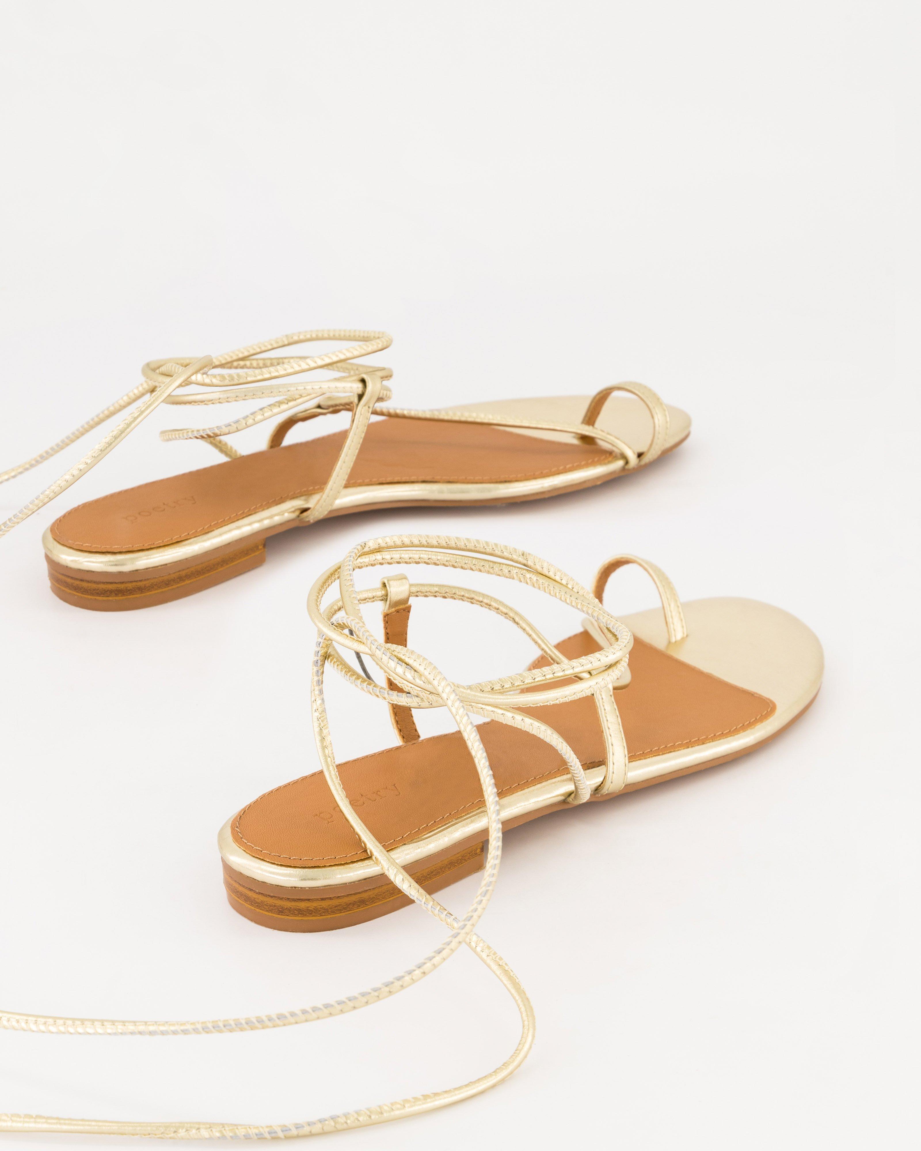  Jeanne Strappy Leather Sandal  -  Gold