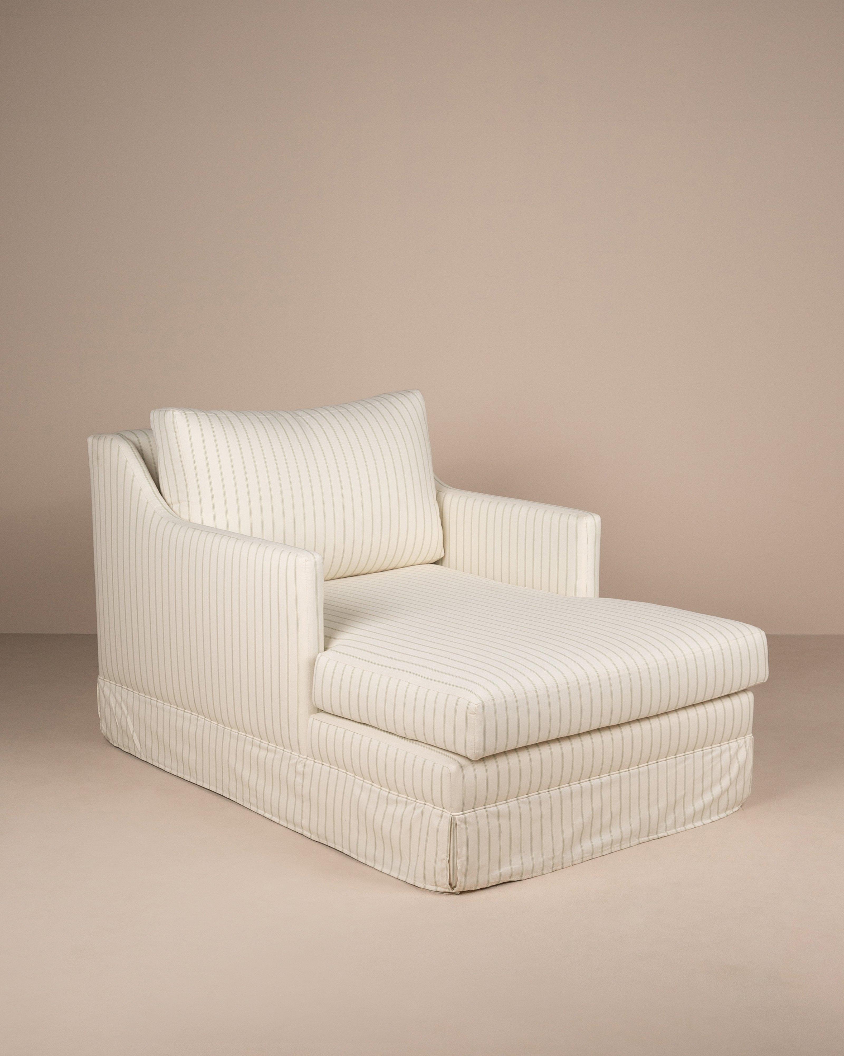 Gia Pinstripe Love Seat -  Stone