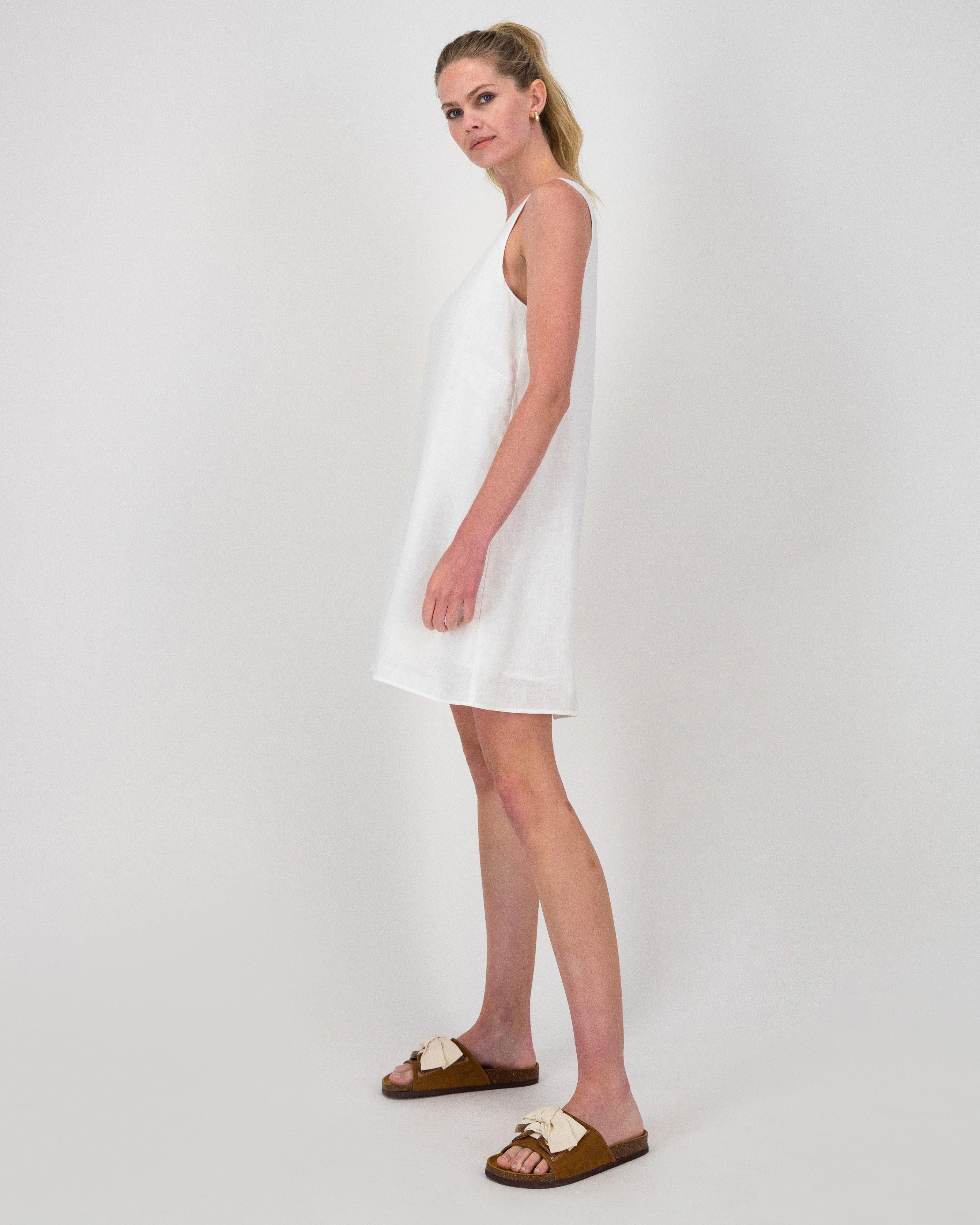 Carolyn Linen Dress -  White