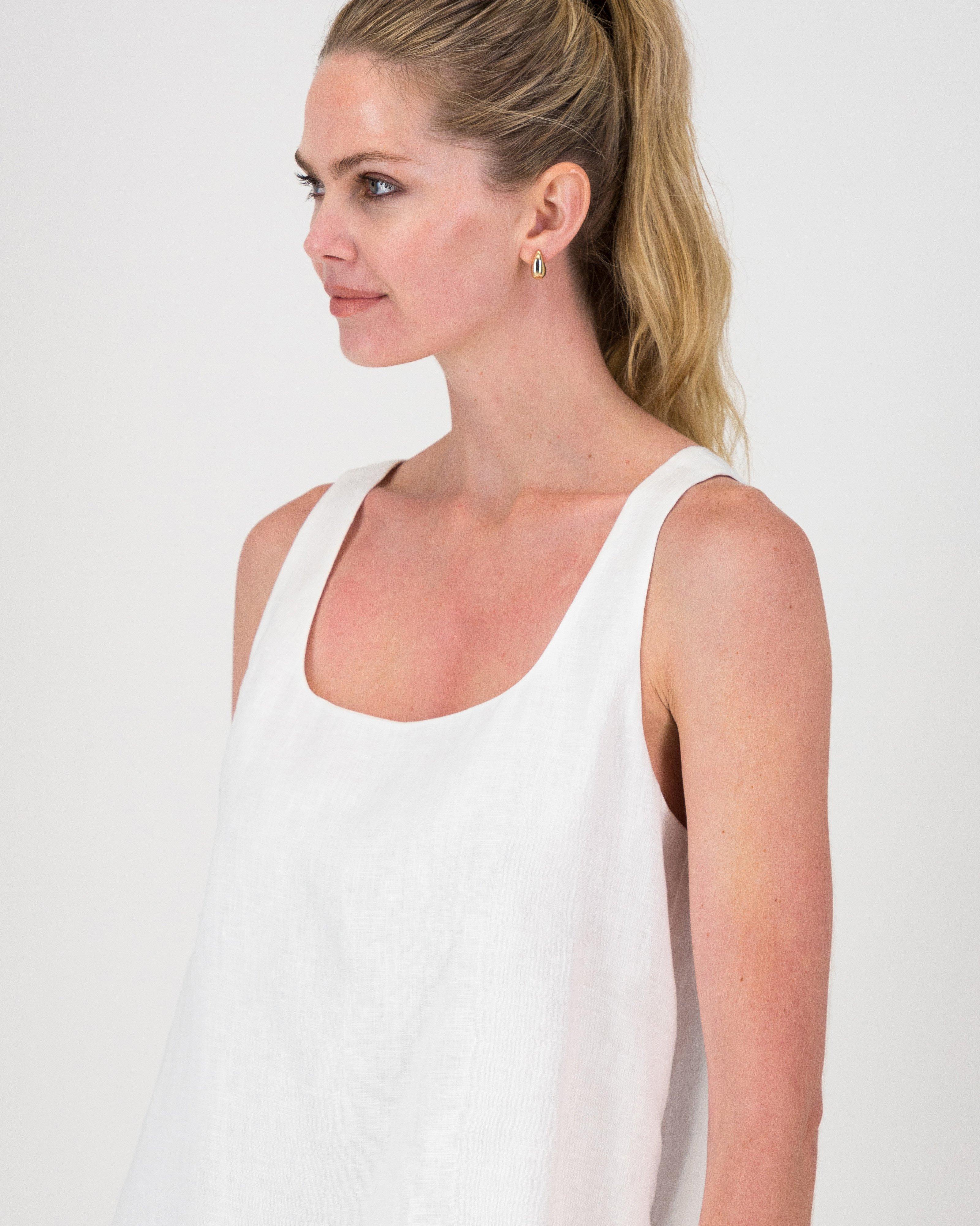 Carolyn Linen Dress -  White