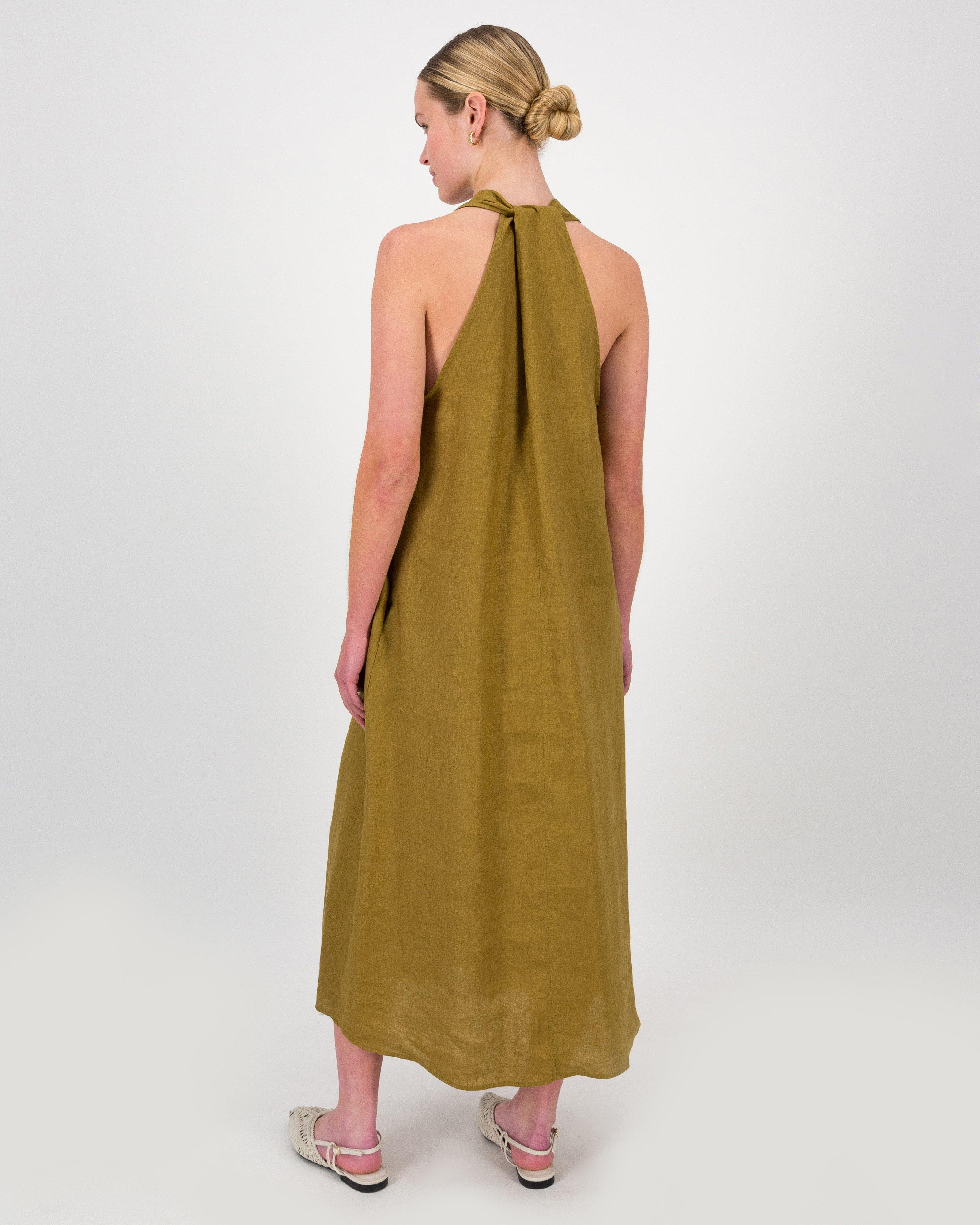 Connor Linen Dress -  Brown