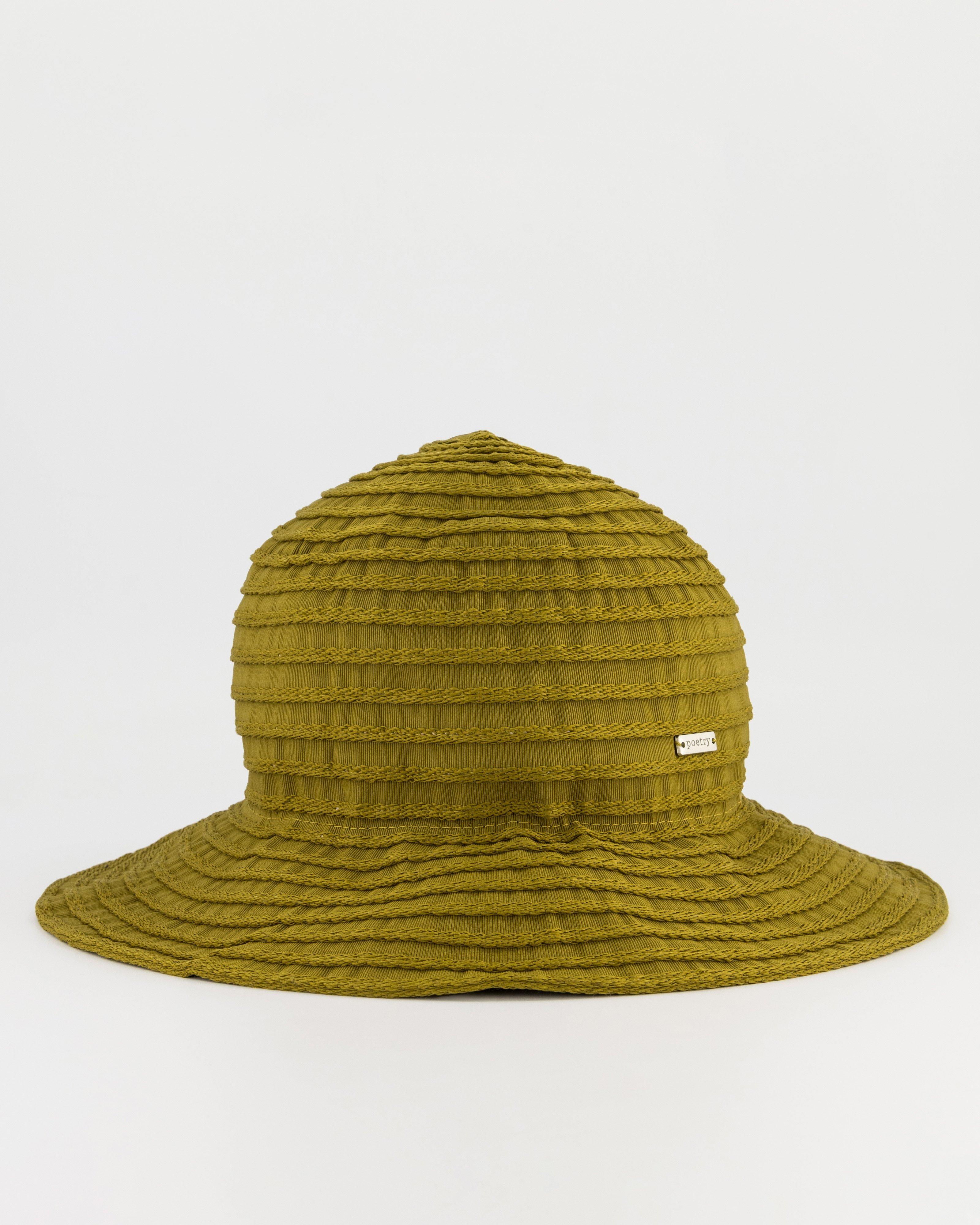 Carla Taped Ribbon Bucket Hat -  Khaki