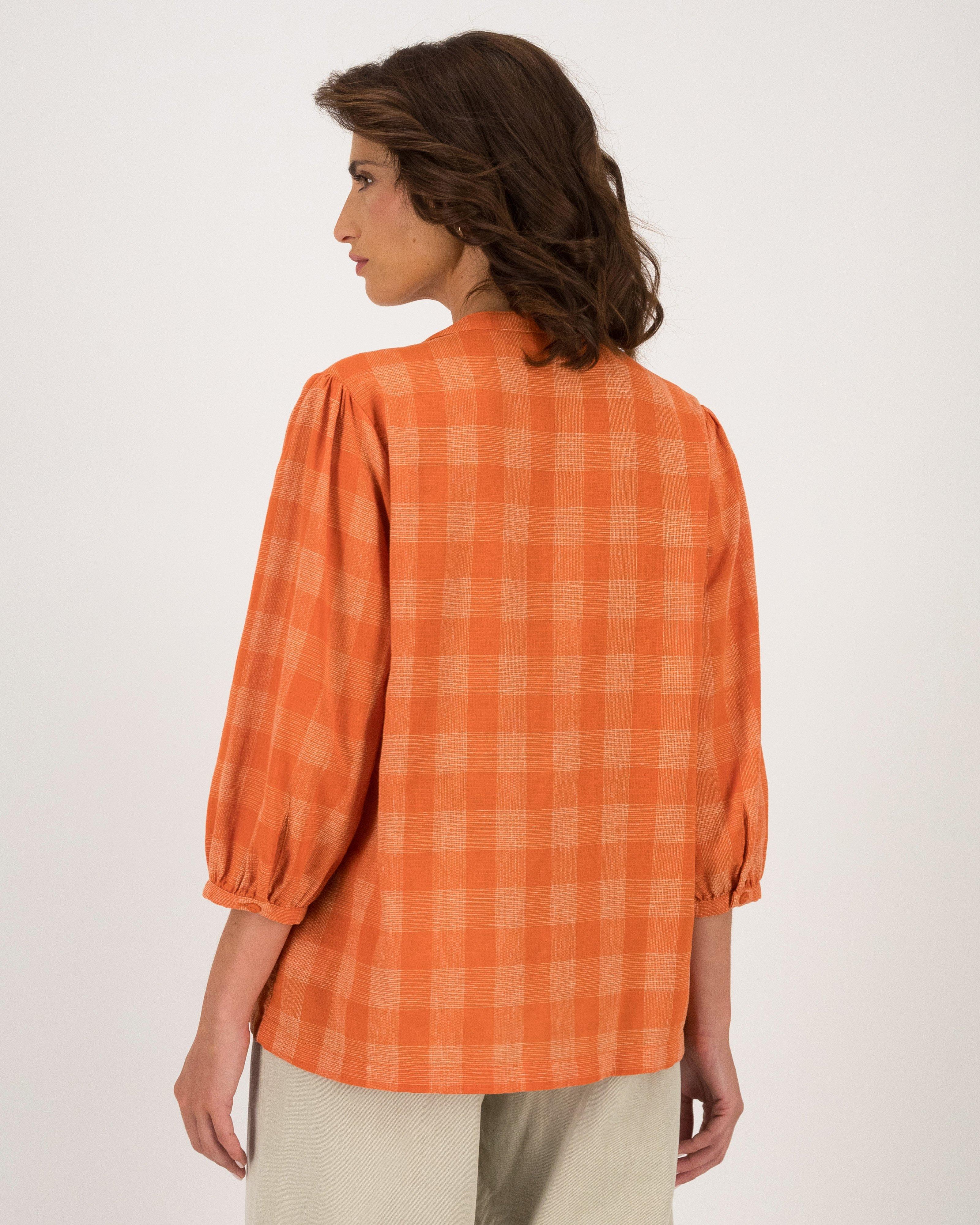 Rare Earth Women’s Sabrina Check Blouse  -  Rust