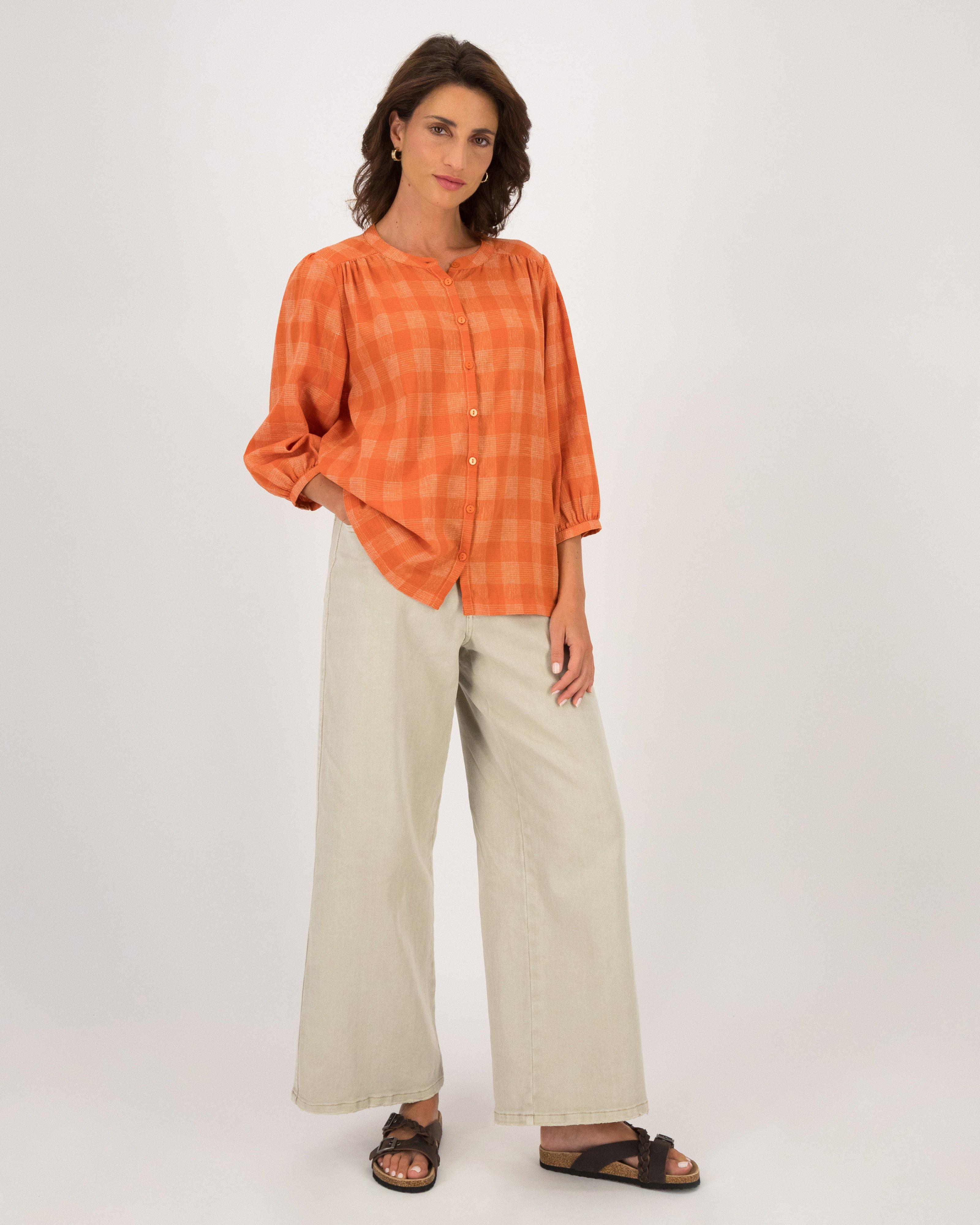 Rare Earth Women’s Sabrina Check Blouse  -  Rust