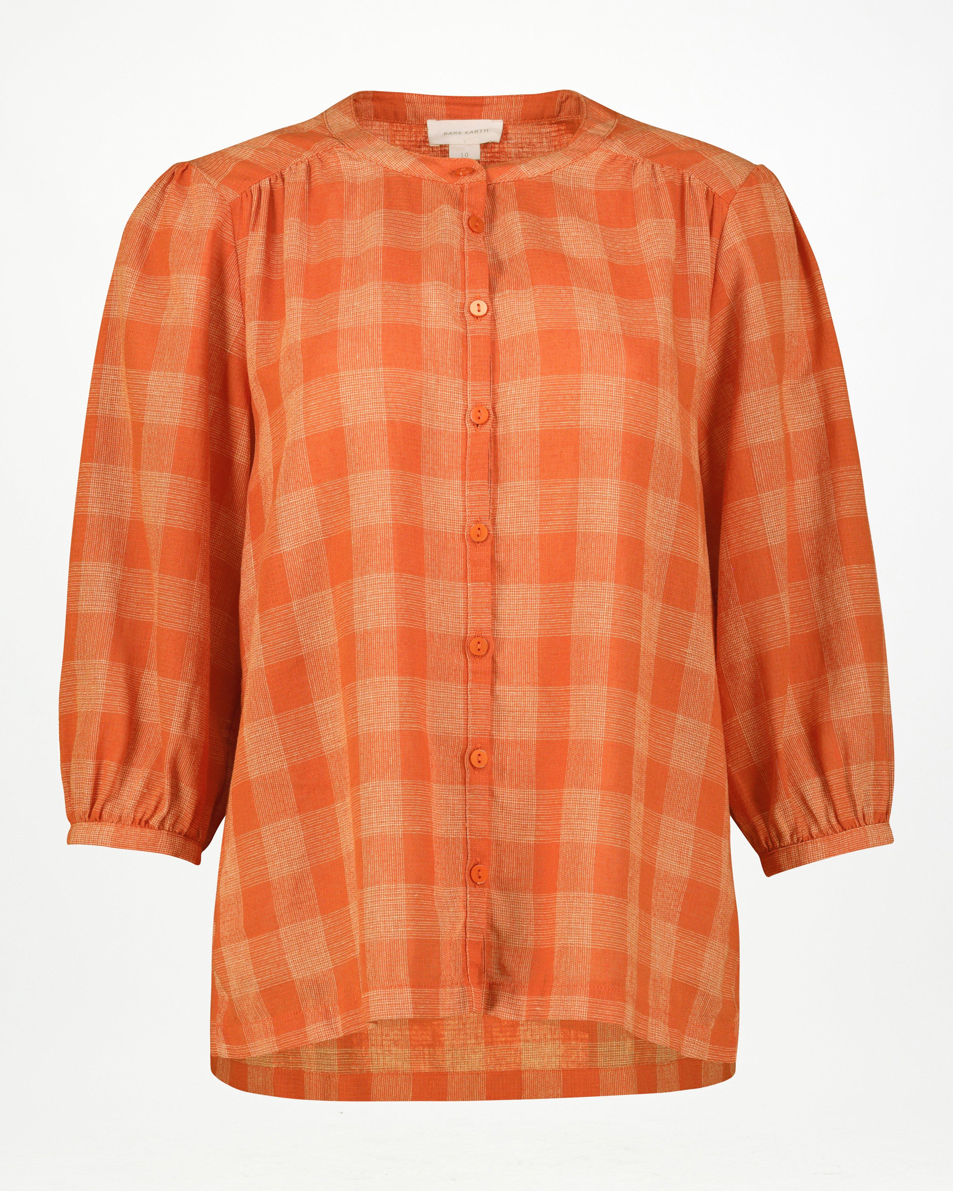 Rare Earth Women’s Sabrina Check Blouse  -  Rust