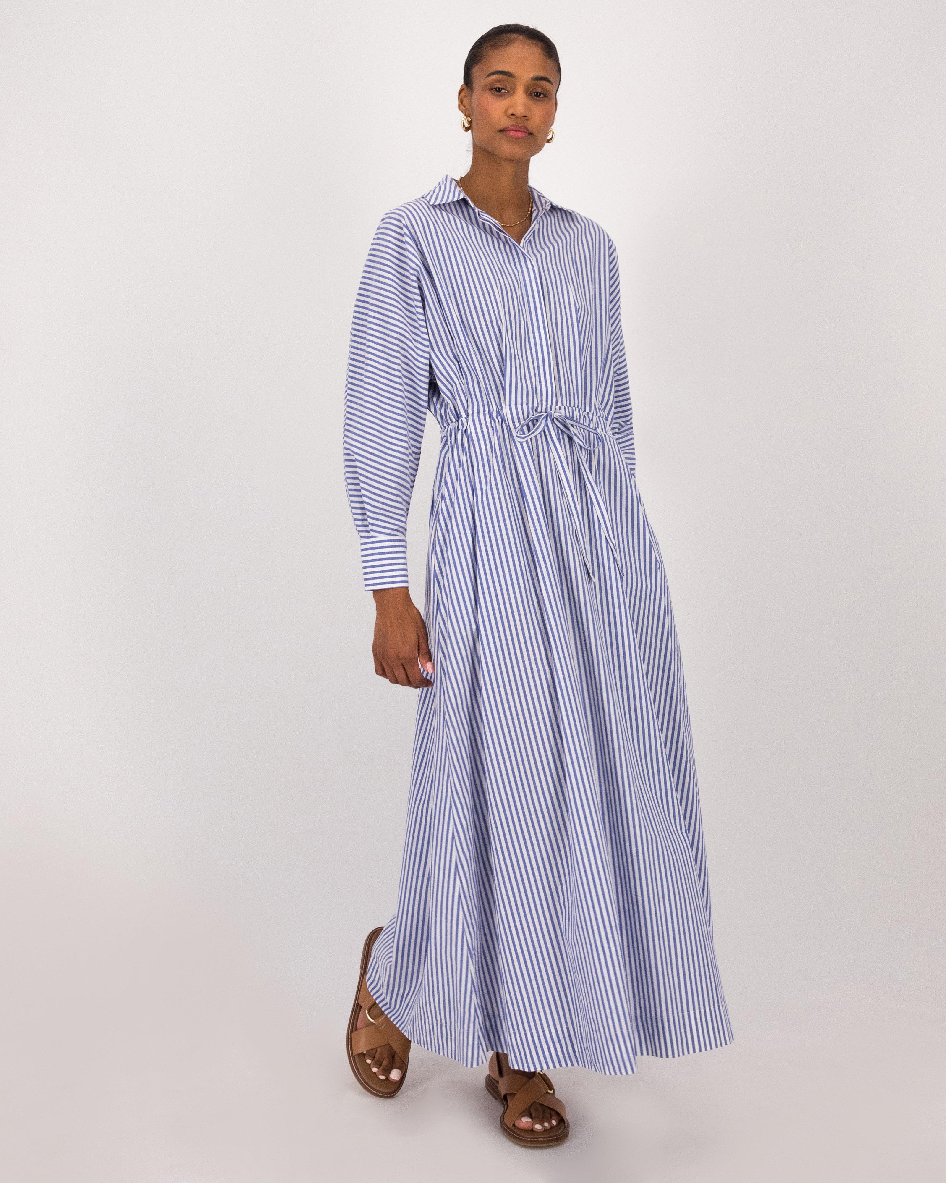  Claudie Yarn Dyed Stripe Shirt Dress -  Blue