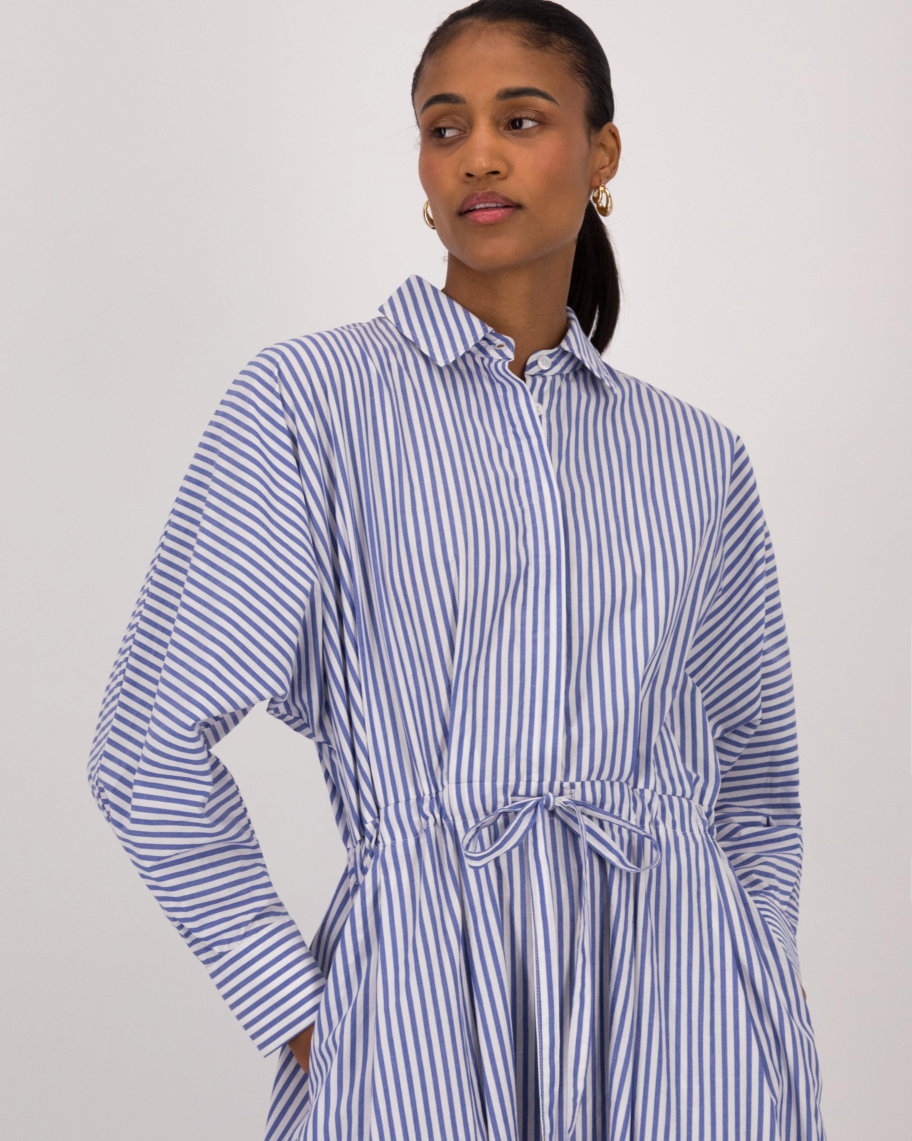  Claudie Yarn Dyed Stripe Shirt Dress -  Blue