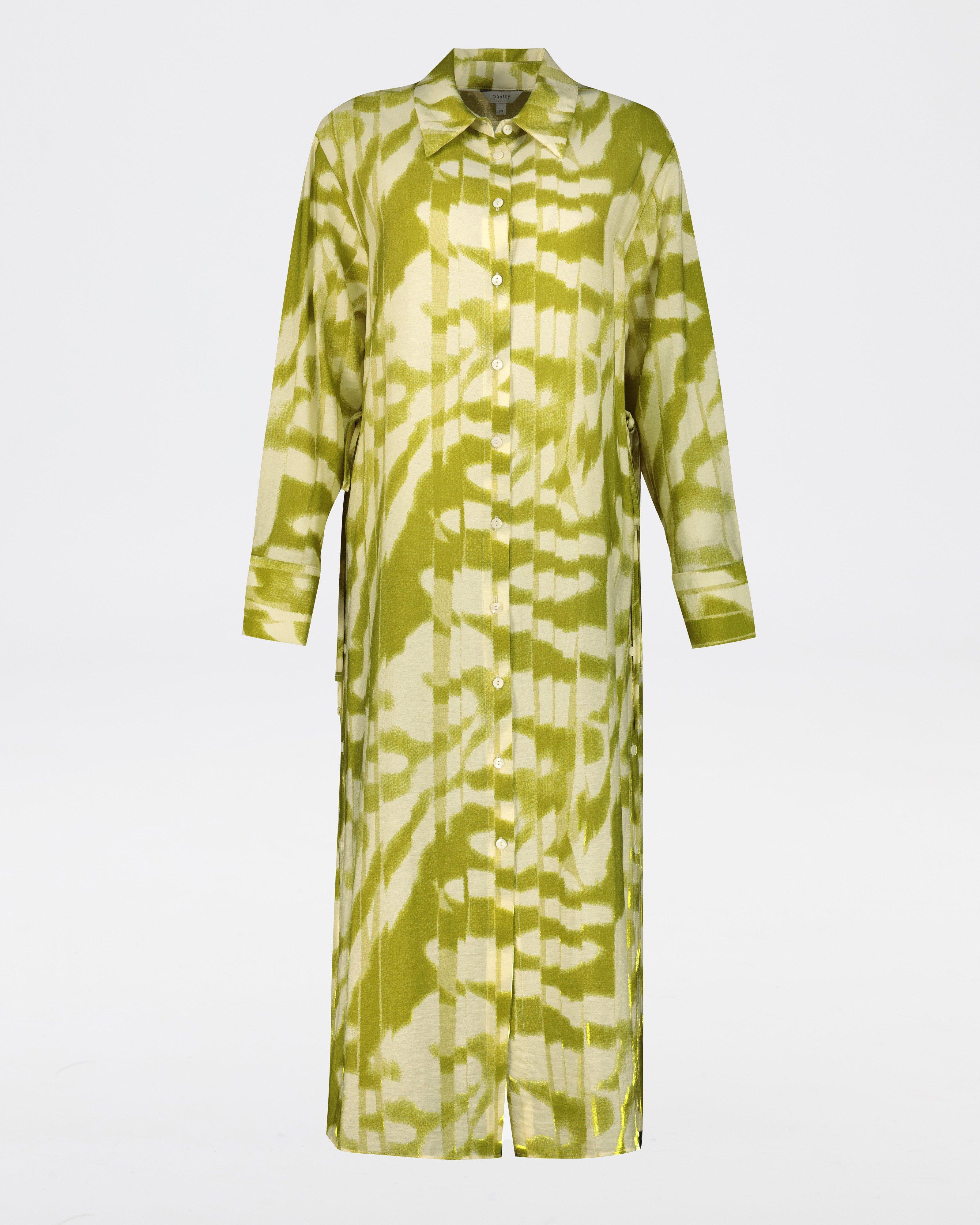 Jillian Printed Shirt Dress -  Green