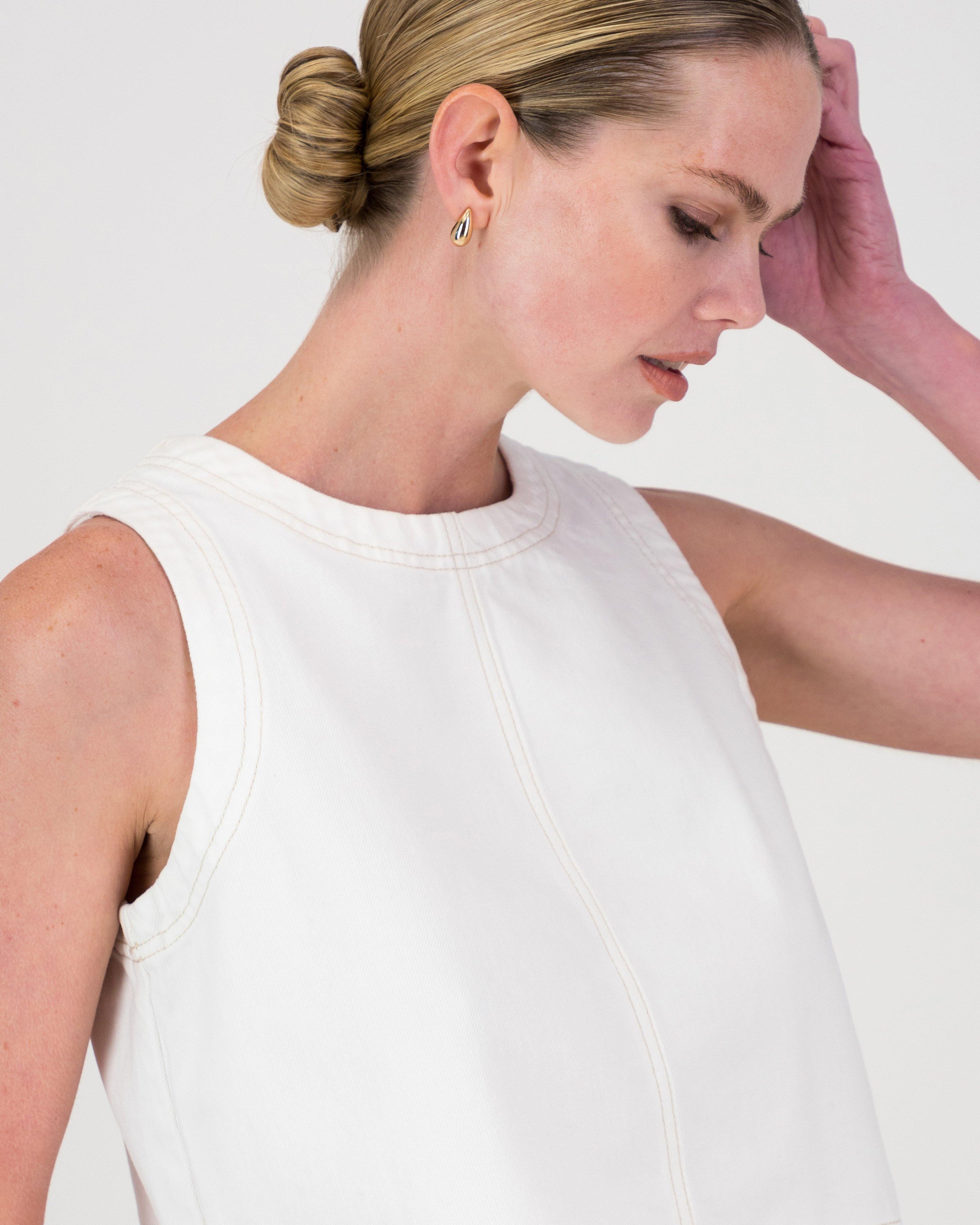 Tia Denim Top -  White