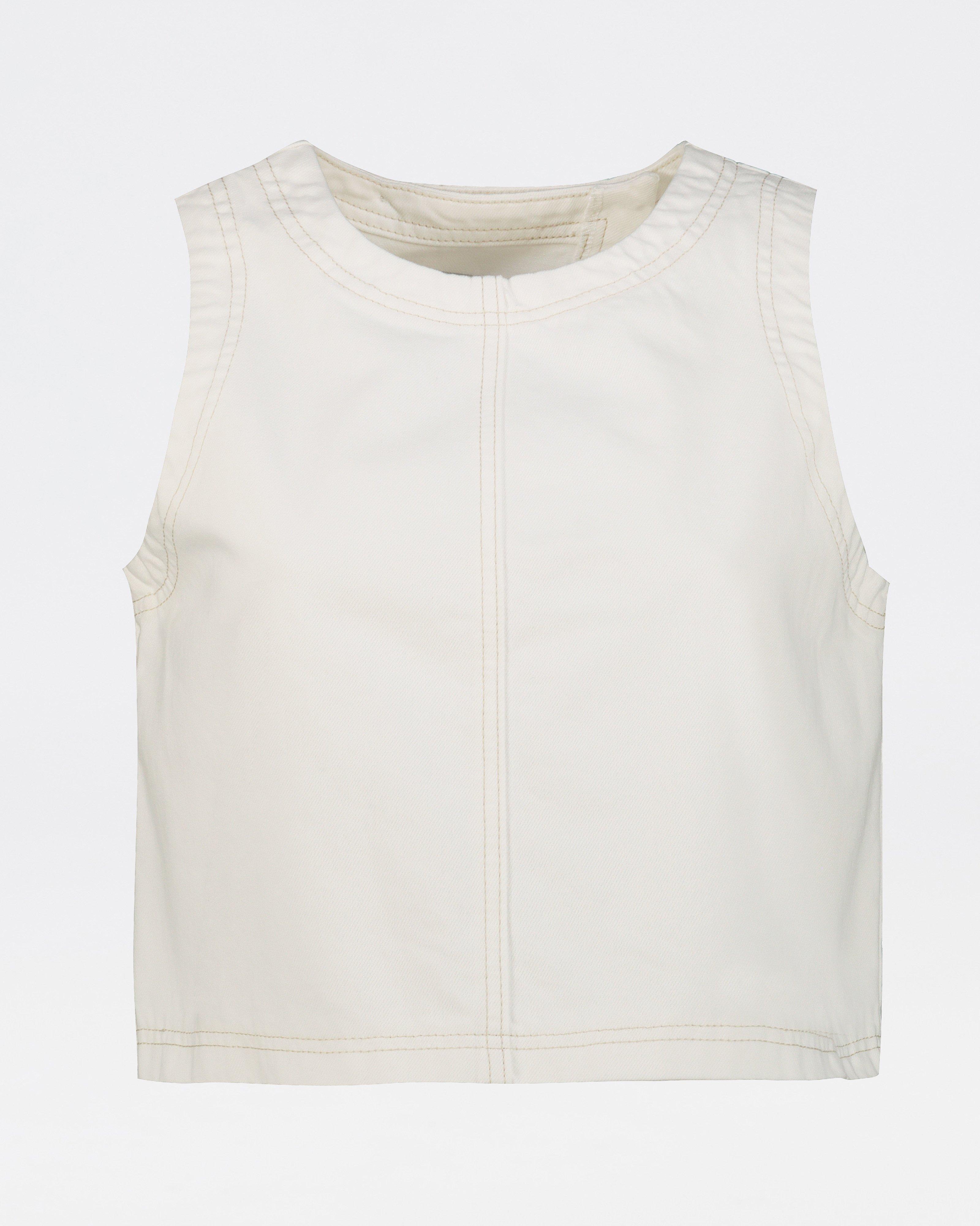 Tia Denim Top -  White