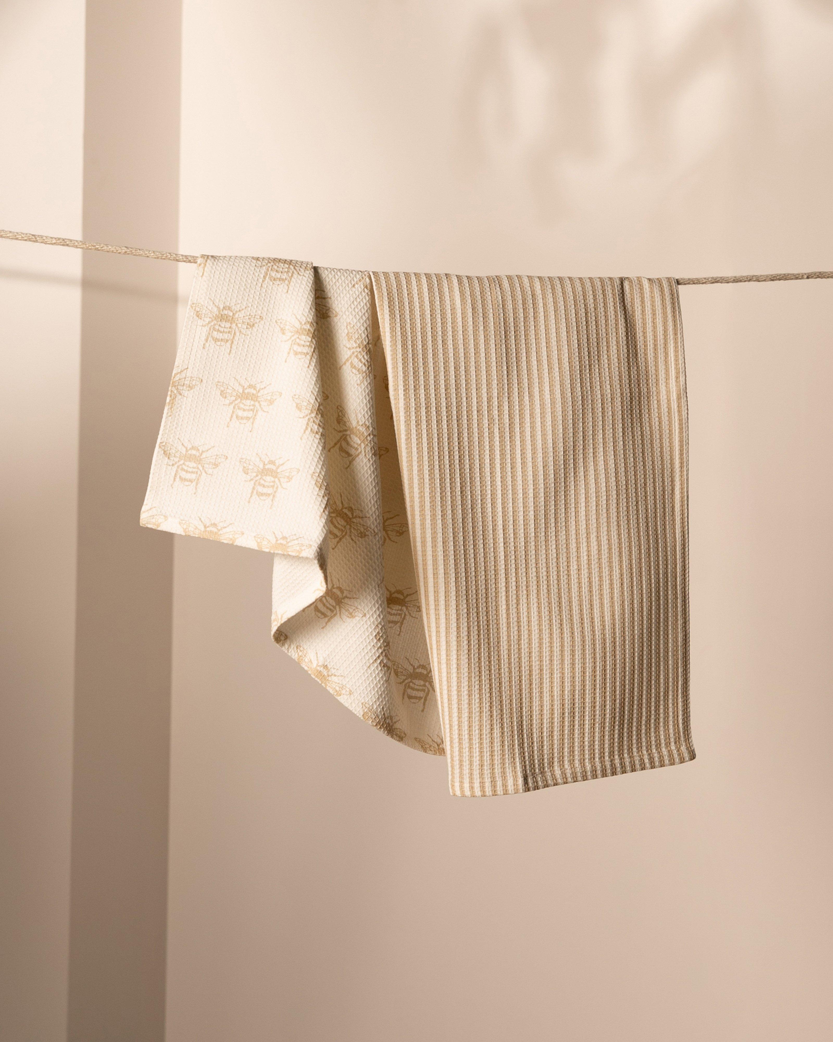 Busy Bee Tea Towel Pack -  Stone