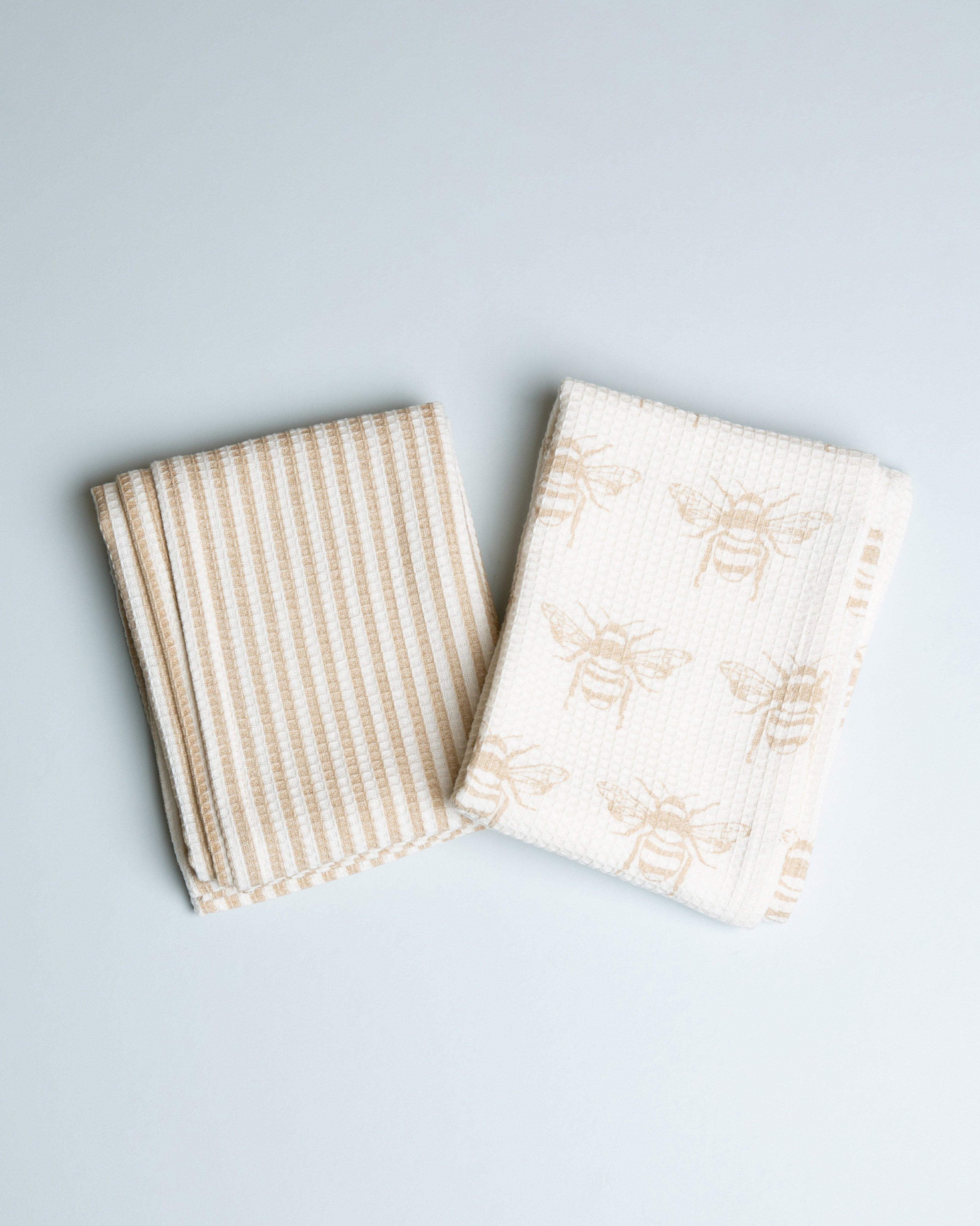 Busy Bee Tea Towel Pack -  Stone
