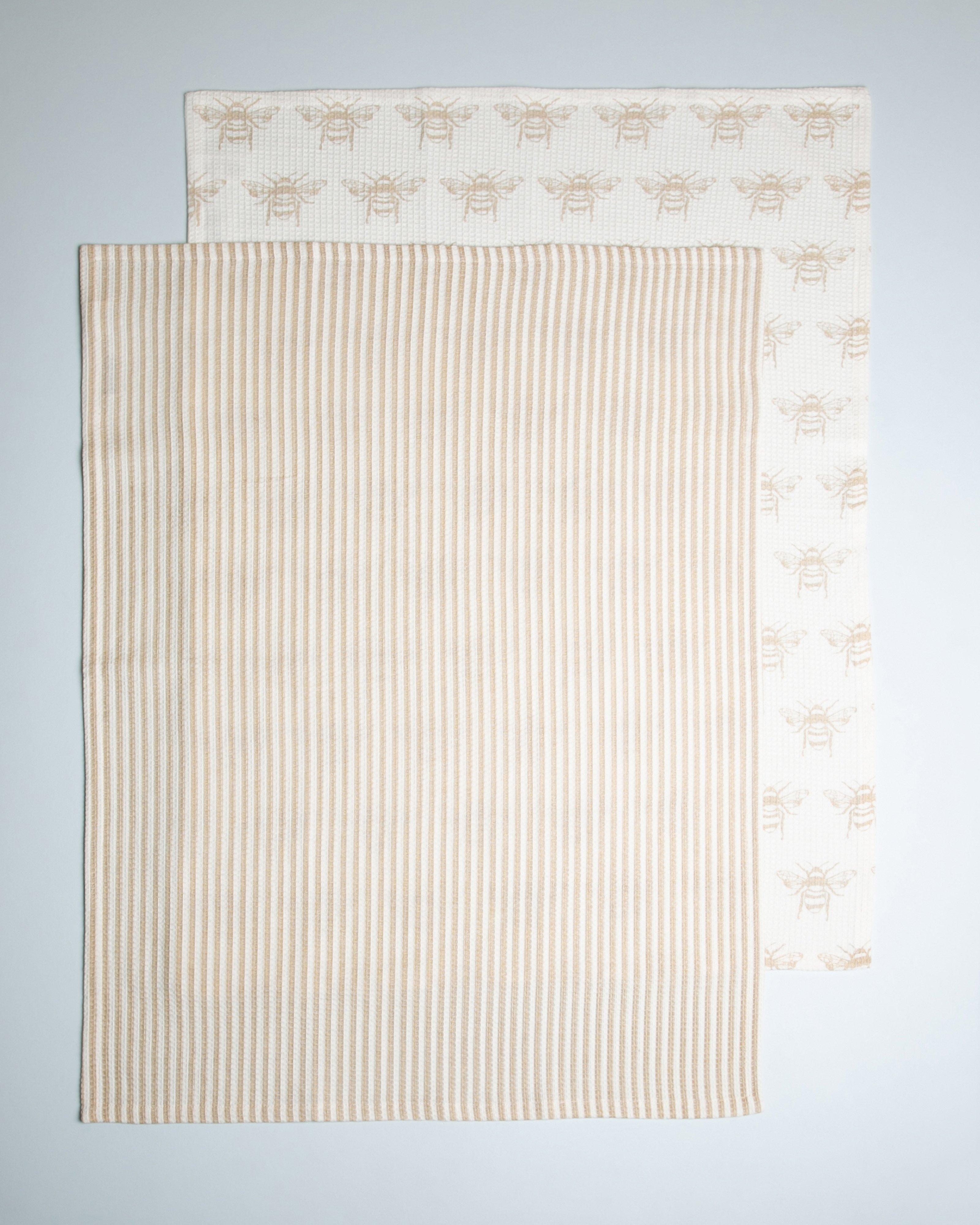 Busy Bee Tea Towel Pack -  Stone