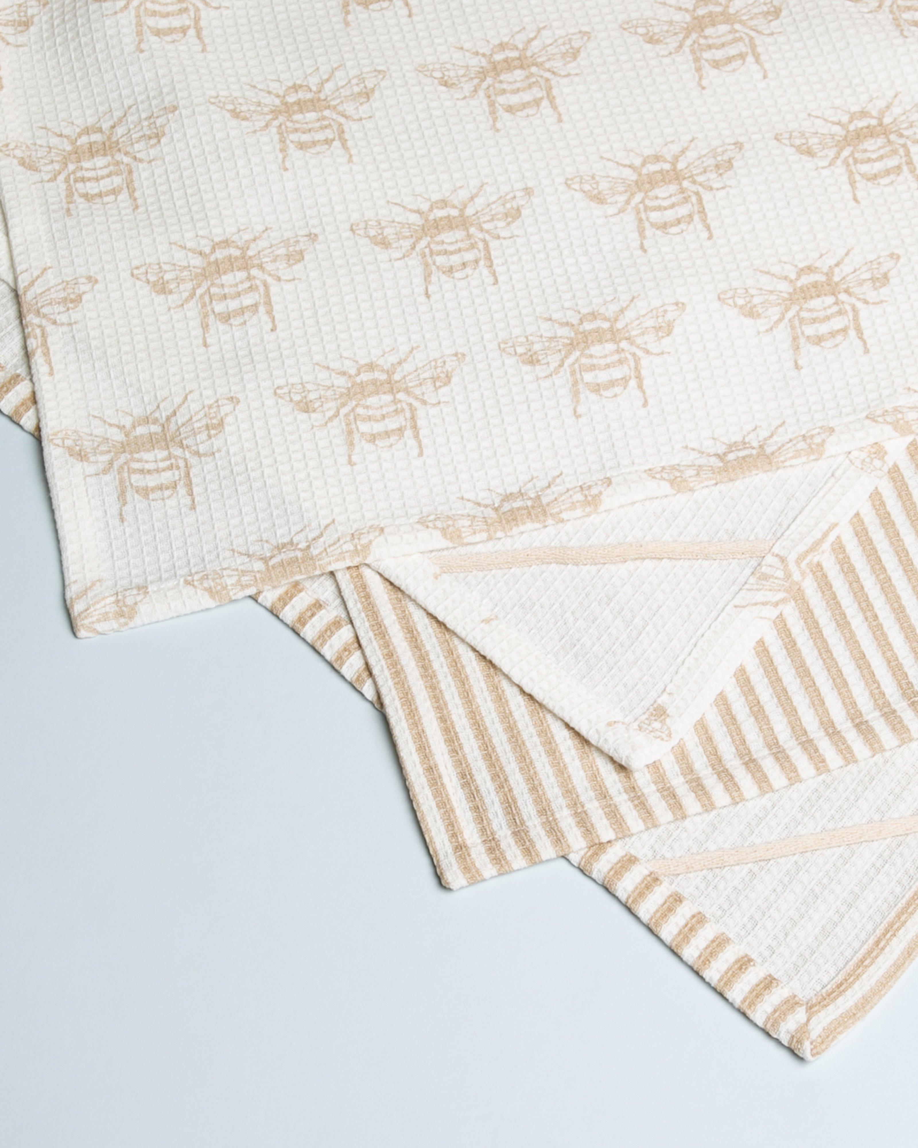 Busy Bee Tea Towel Pack -  Stone