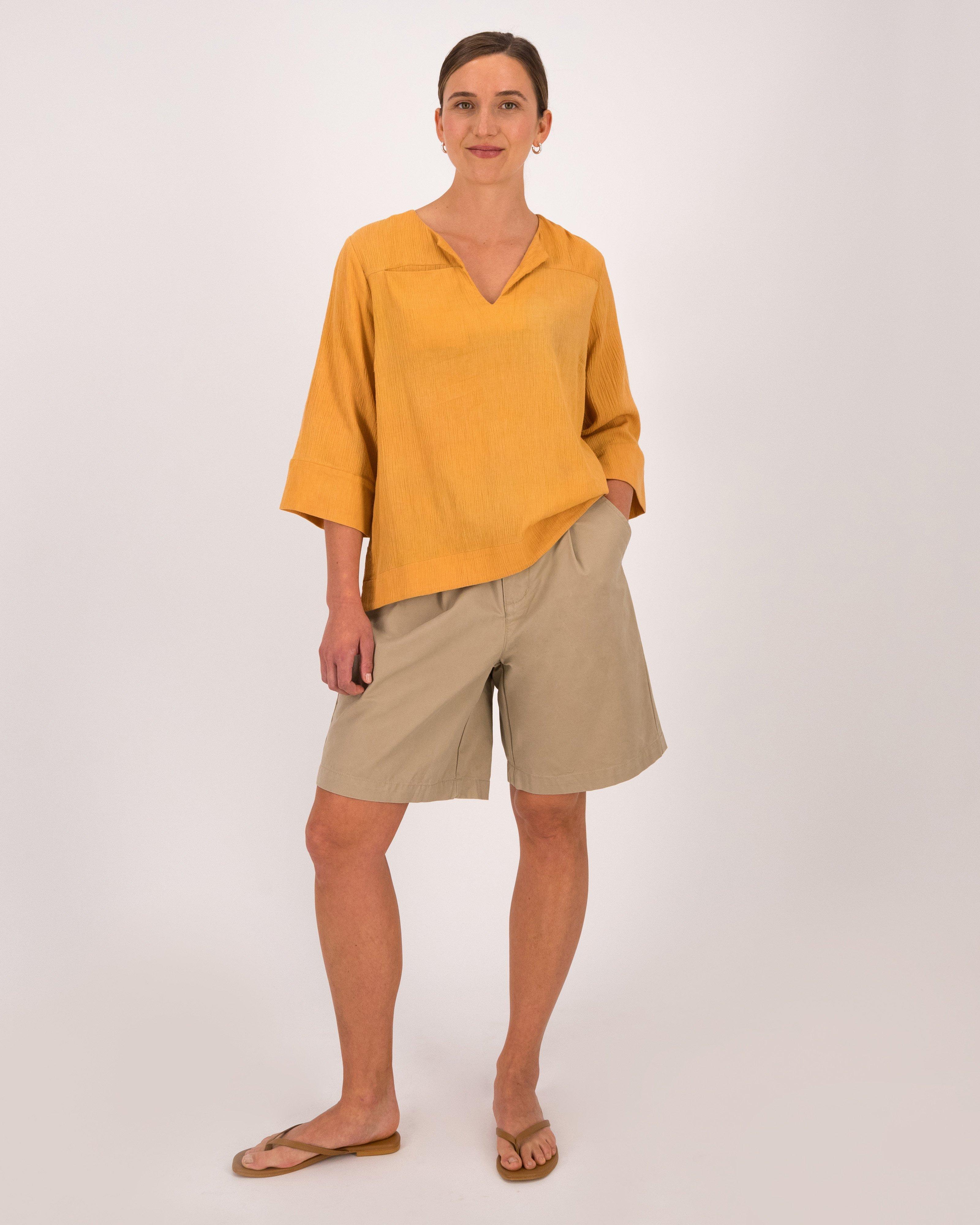 Rare Earth Women’s Edna Textured Blouse -  Ochre