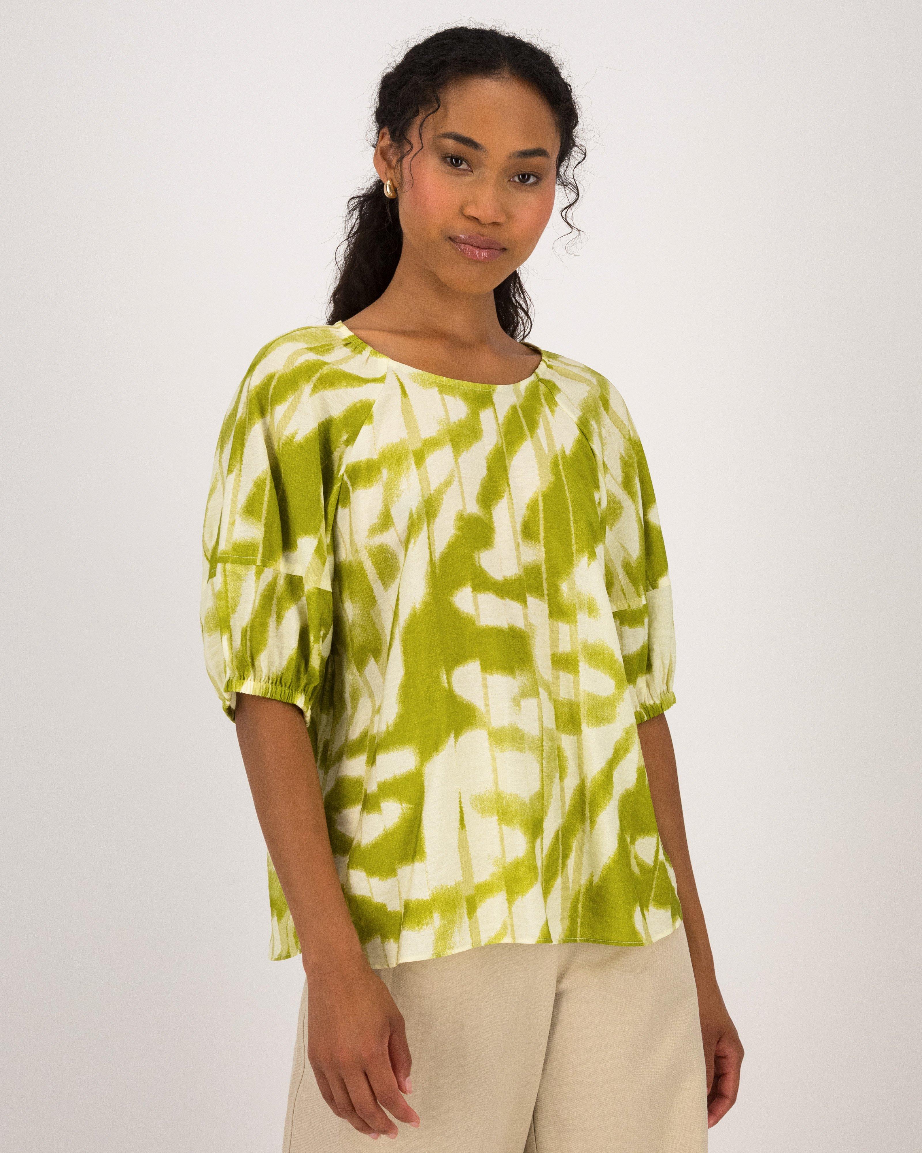 Marley Printed Woven Top  -  Green