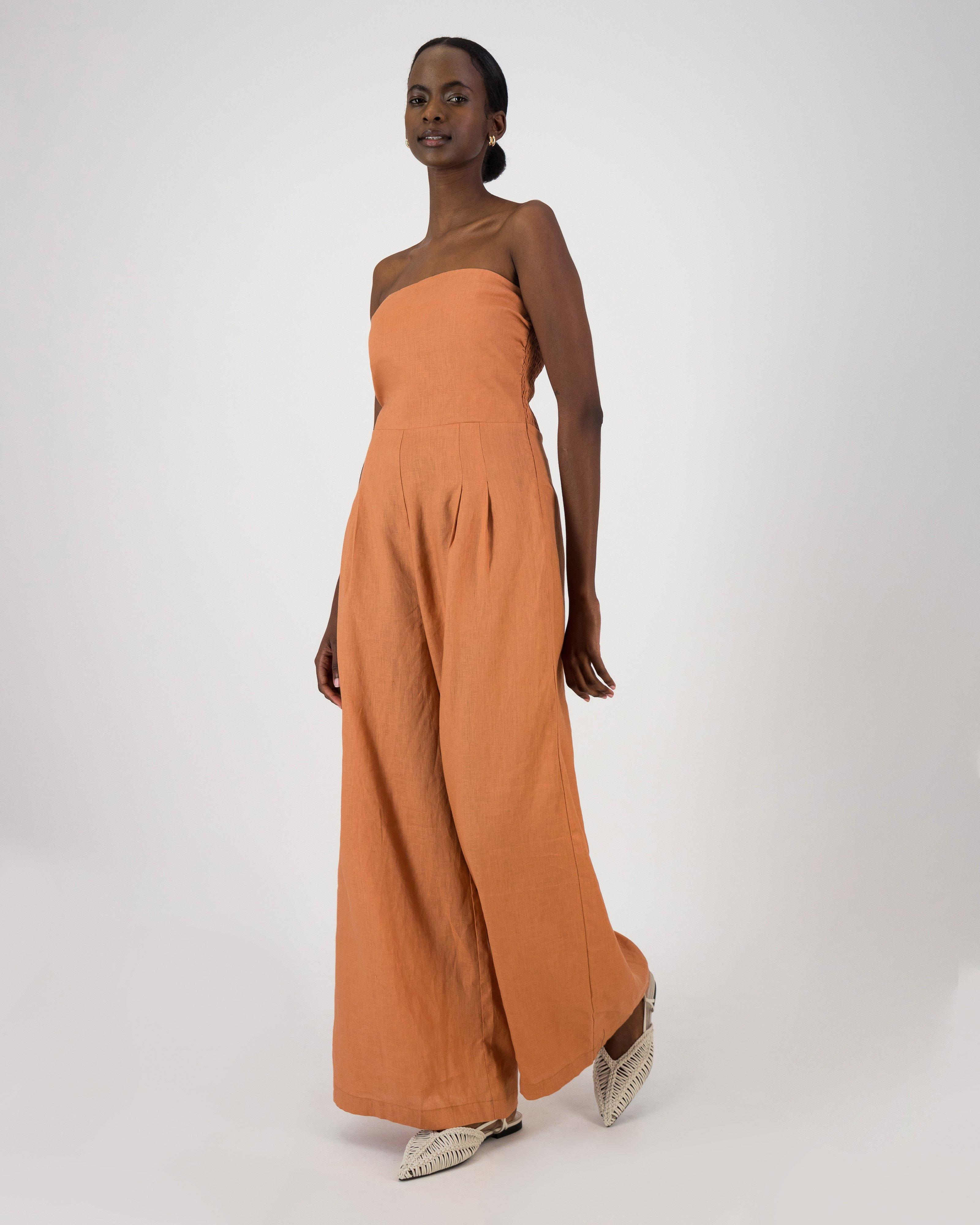 Eilana Strapless Jumpsuit -  Rust