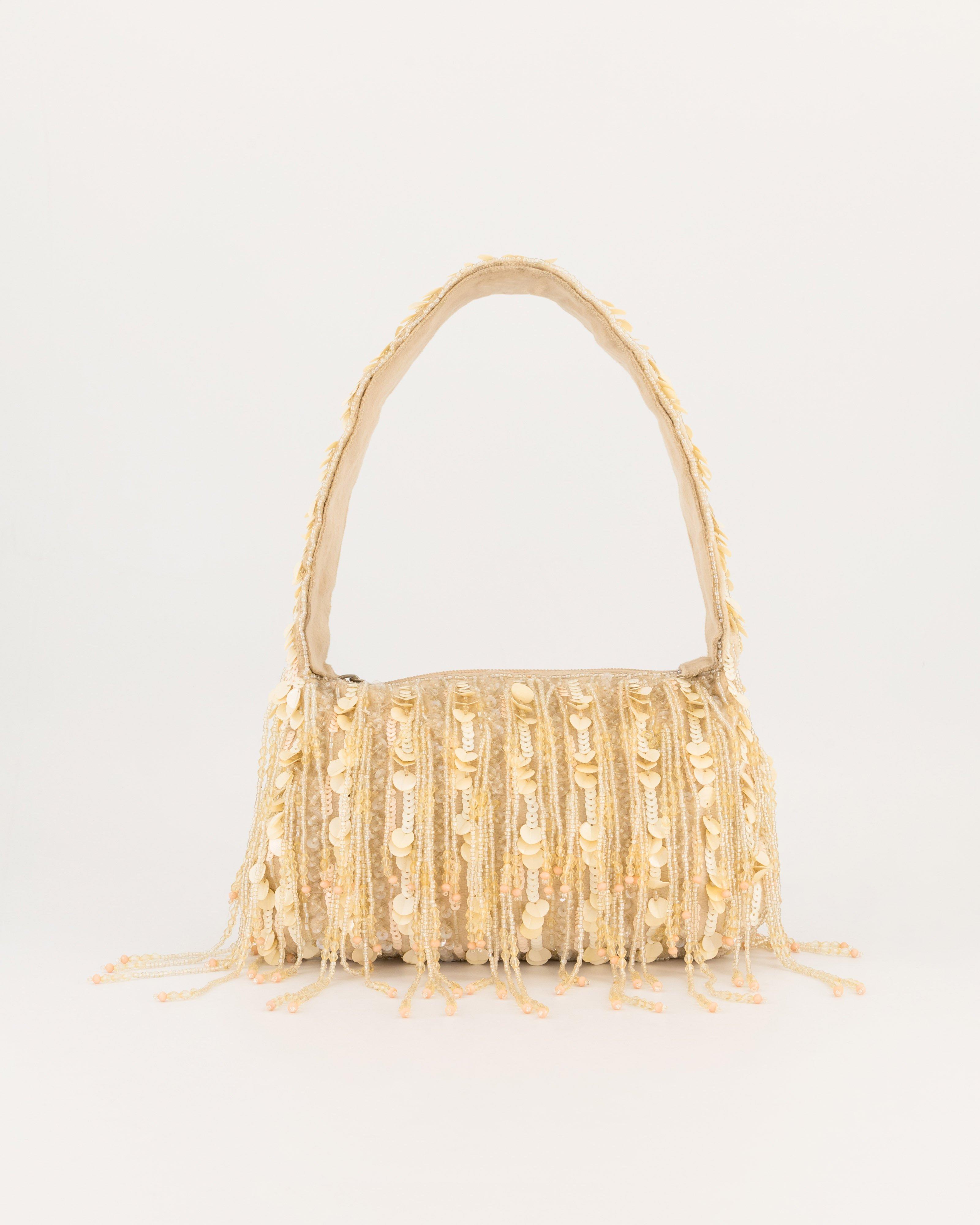 Magdene Beaded Shoulder Bag -  Milk