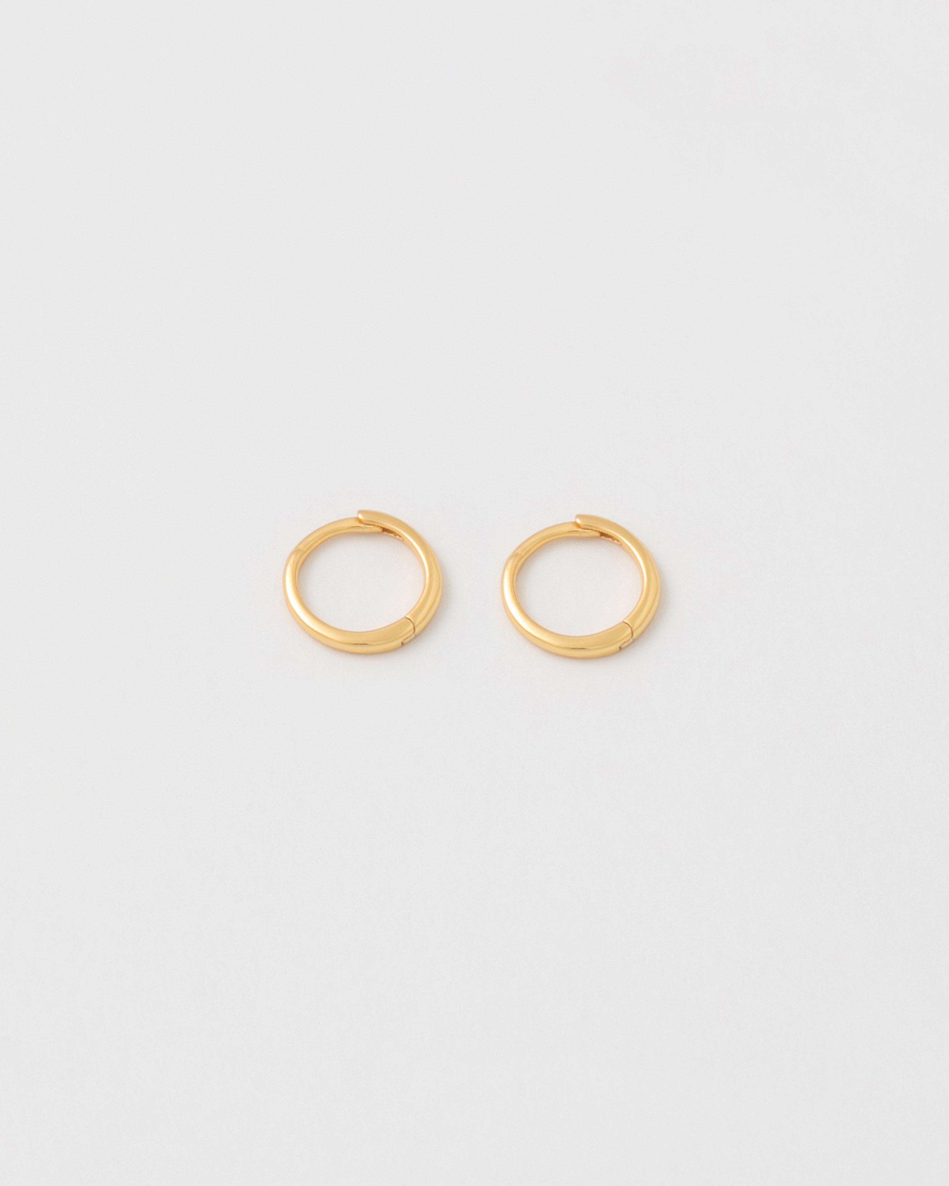 Sterling Silver Plain Mini Huggie Earrings -  Gold