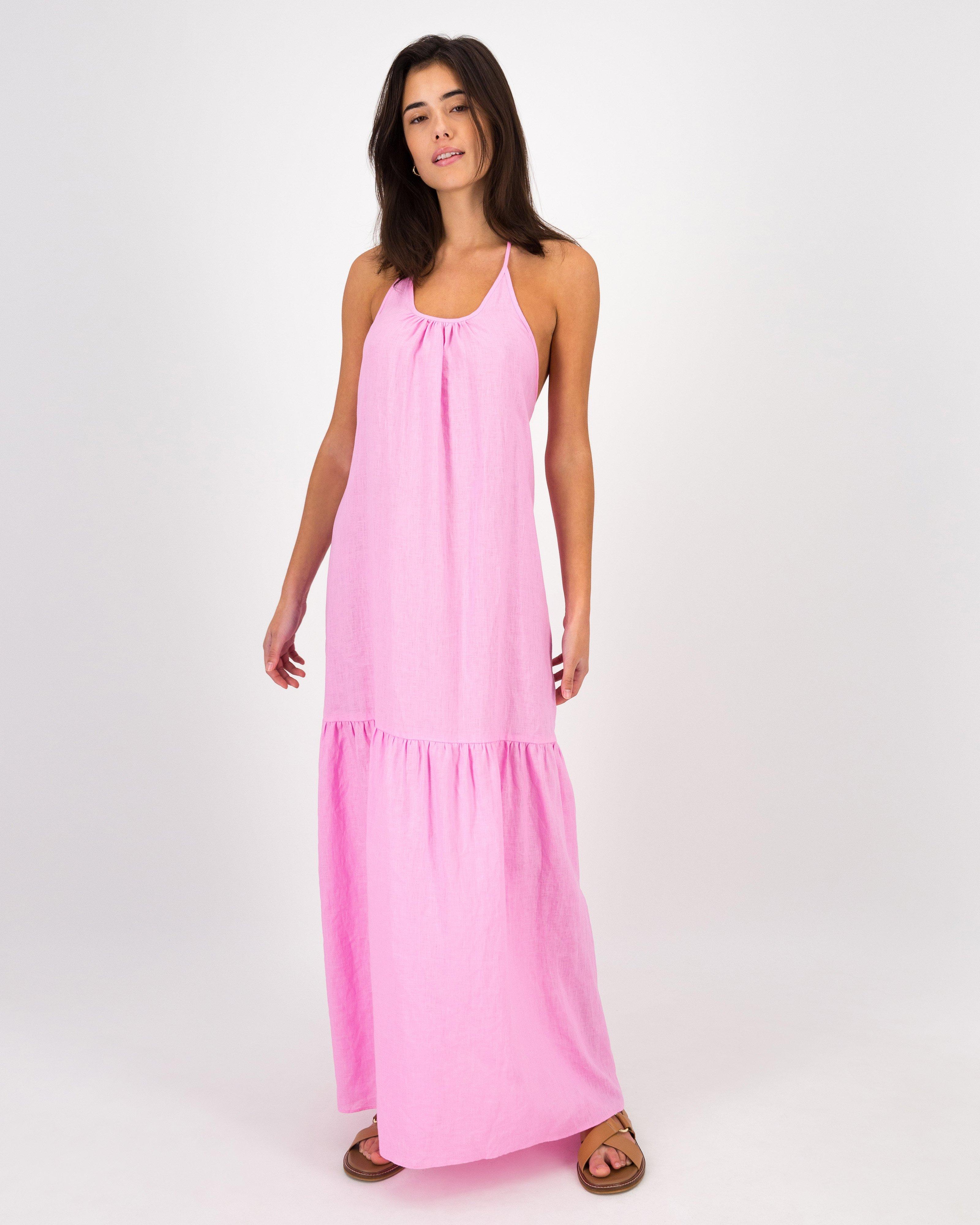 Ann Linen Maxi Dress -  Pink